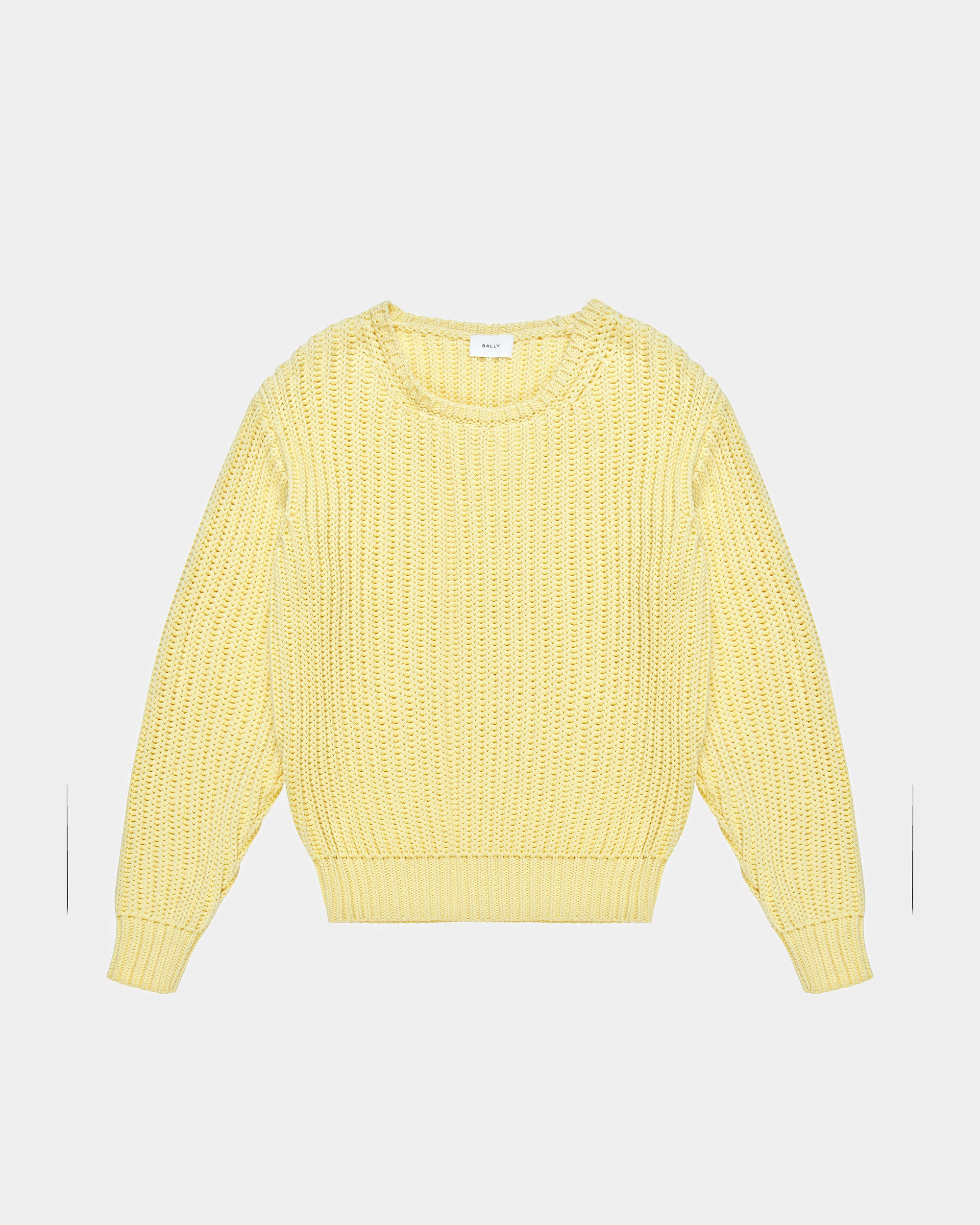 Cotton Knitted Crew Neck In Yellow - Men's - Bally - 06
