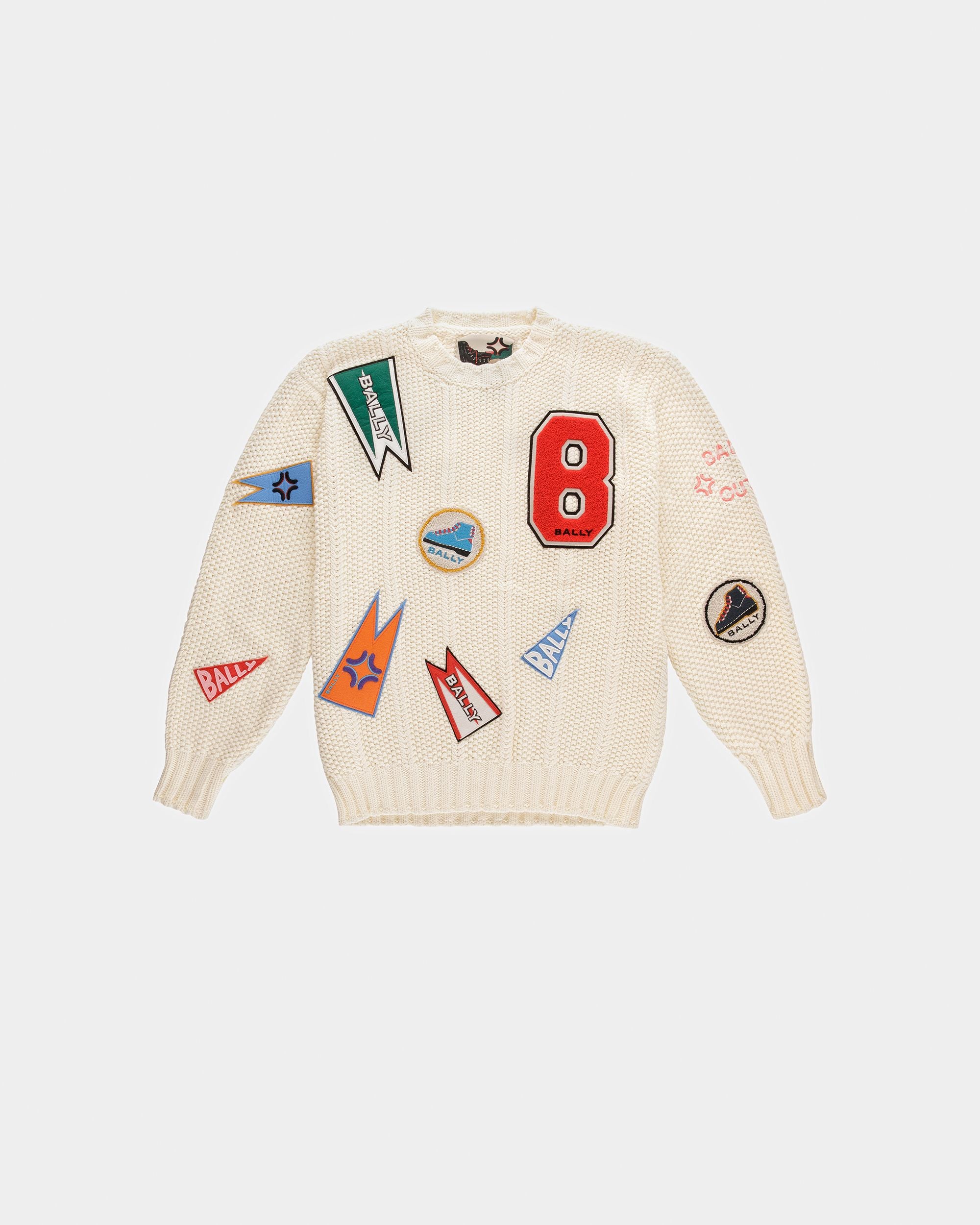 Peak Outlook Crew Neck Sweater In Bone Cotton - Men's - Bally - 01
