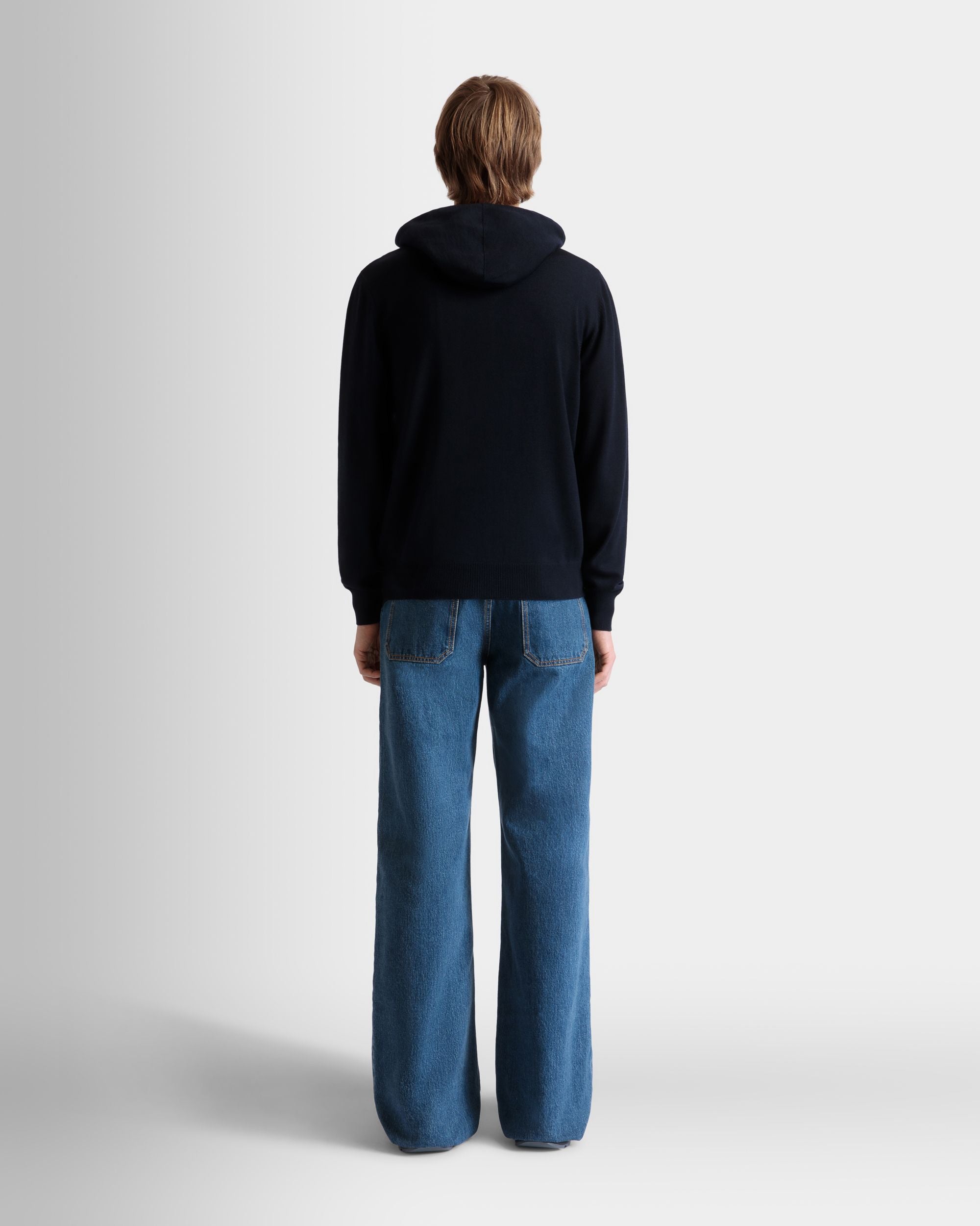 Hoodie in Navy Blue Wool - Men's - Bally - 06