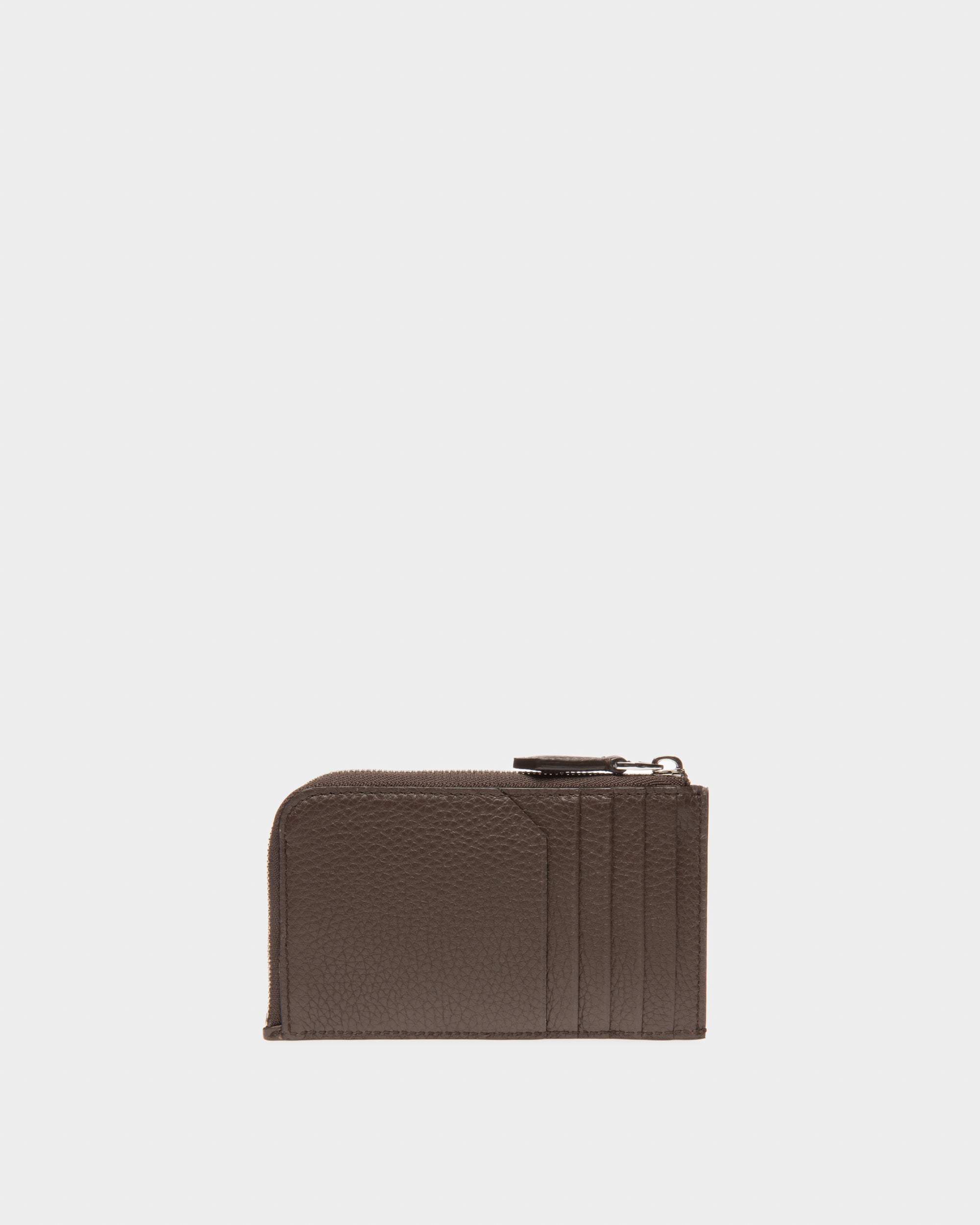 Scord Leather Card Holder In Ebony Brown - Men's - Bally - 02