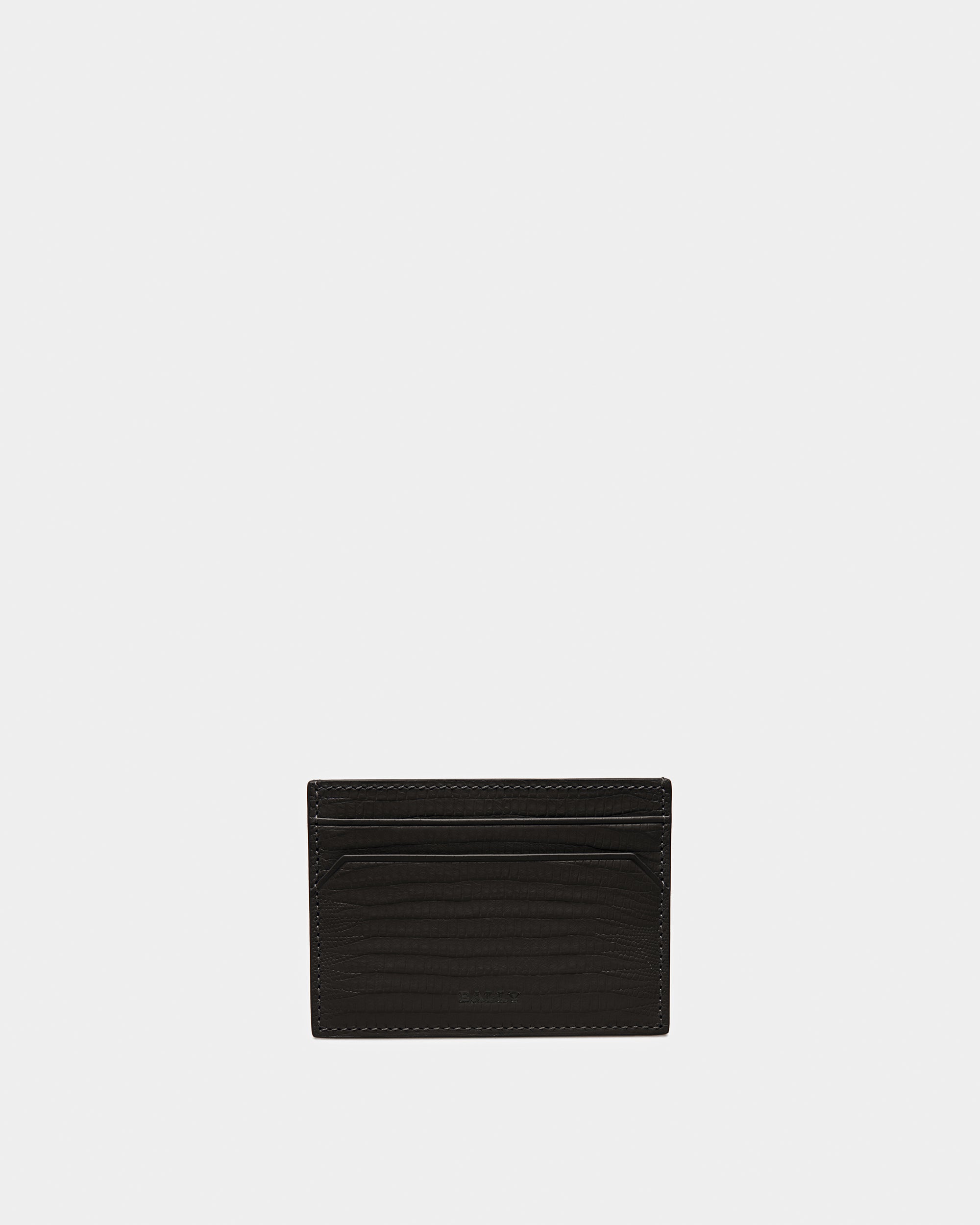 Bhar Embossed Leather Card Holder In Black - Men's - Bally - 01