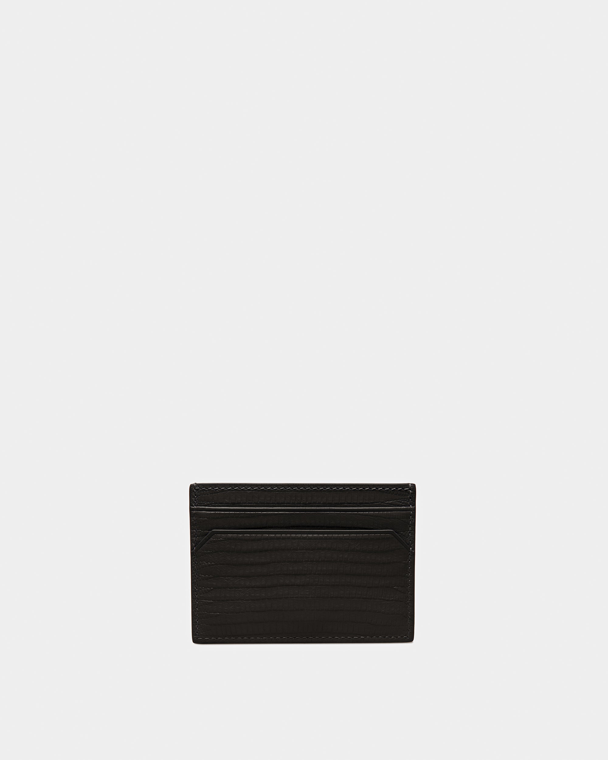 Bhar Embossed Leather Card Holder In Black - Men's - Bally - 02