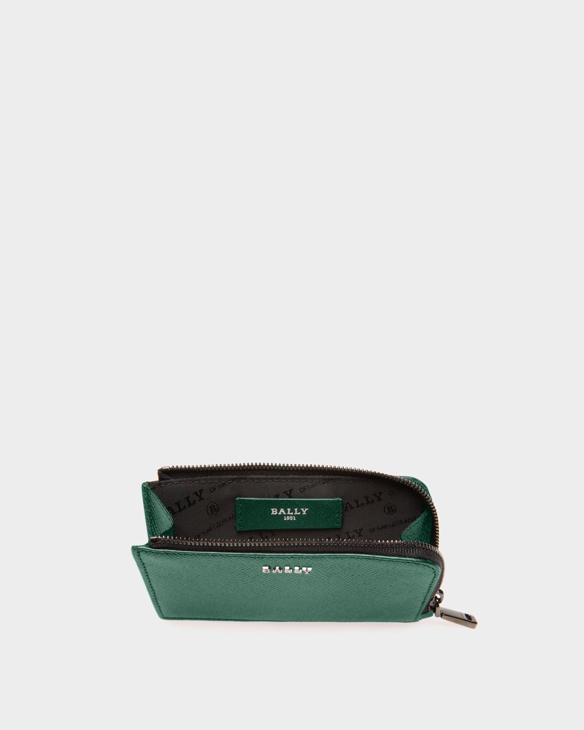 Bord Leather Card Holder In Green - Men's - Bally - 03