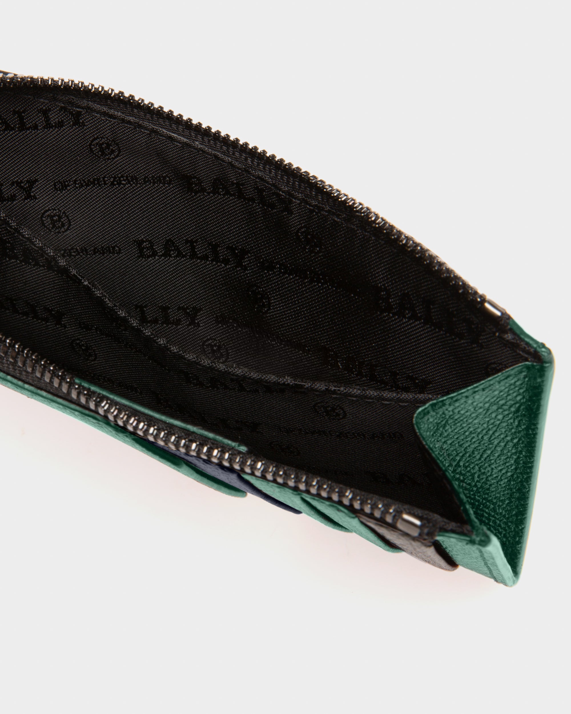 Bord Leather Card Holder In Green - Men's - Bally - 04