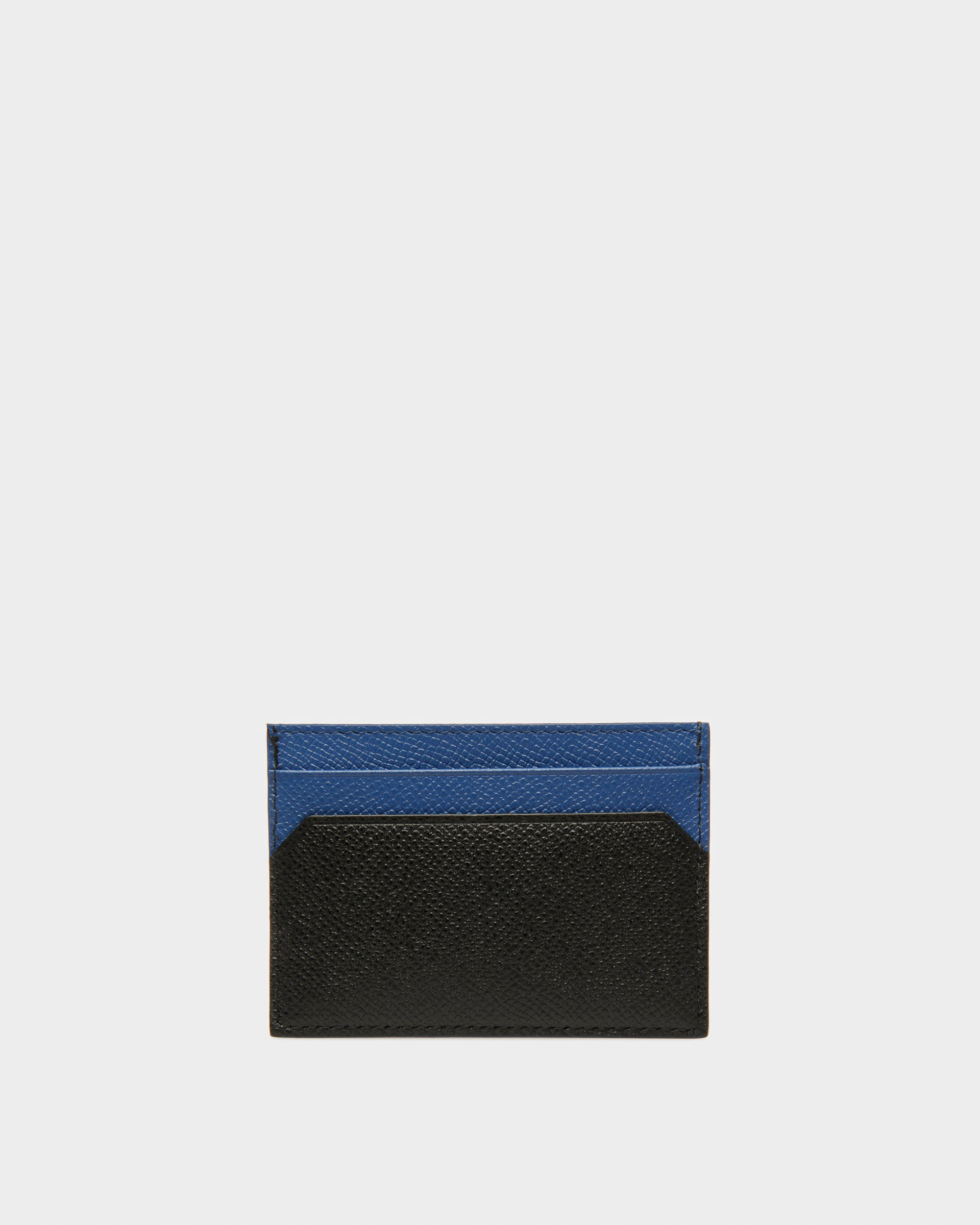 Bhar Leather Card Holder In Black & Blue - Men's - Bally - 02