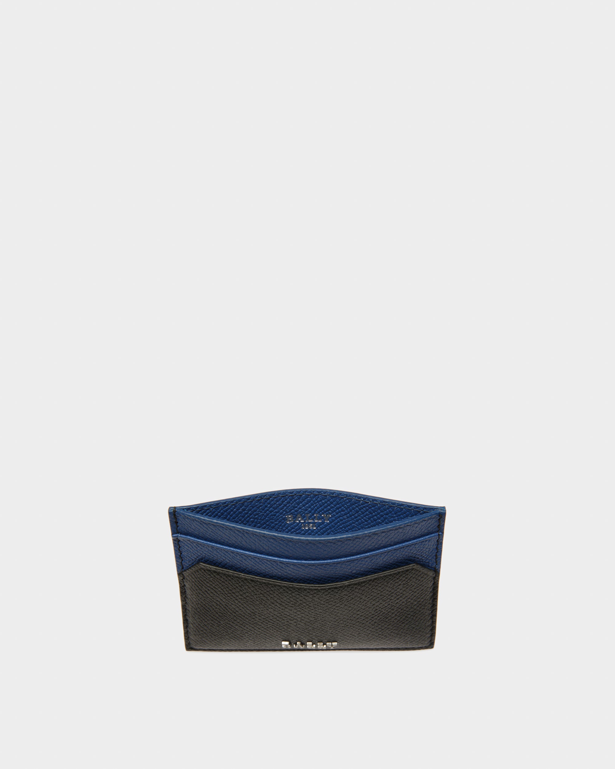 Bhar Leather Card Holder In Black & Blue - Men's - Bally - 03