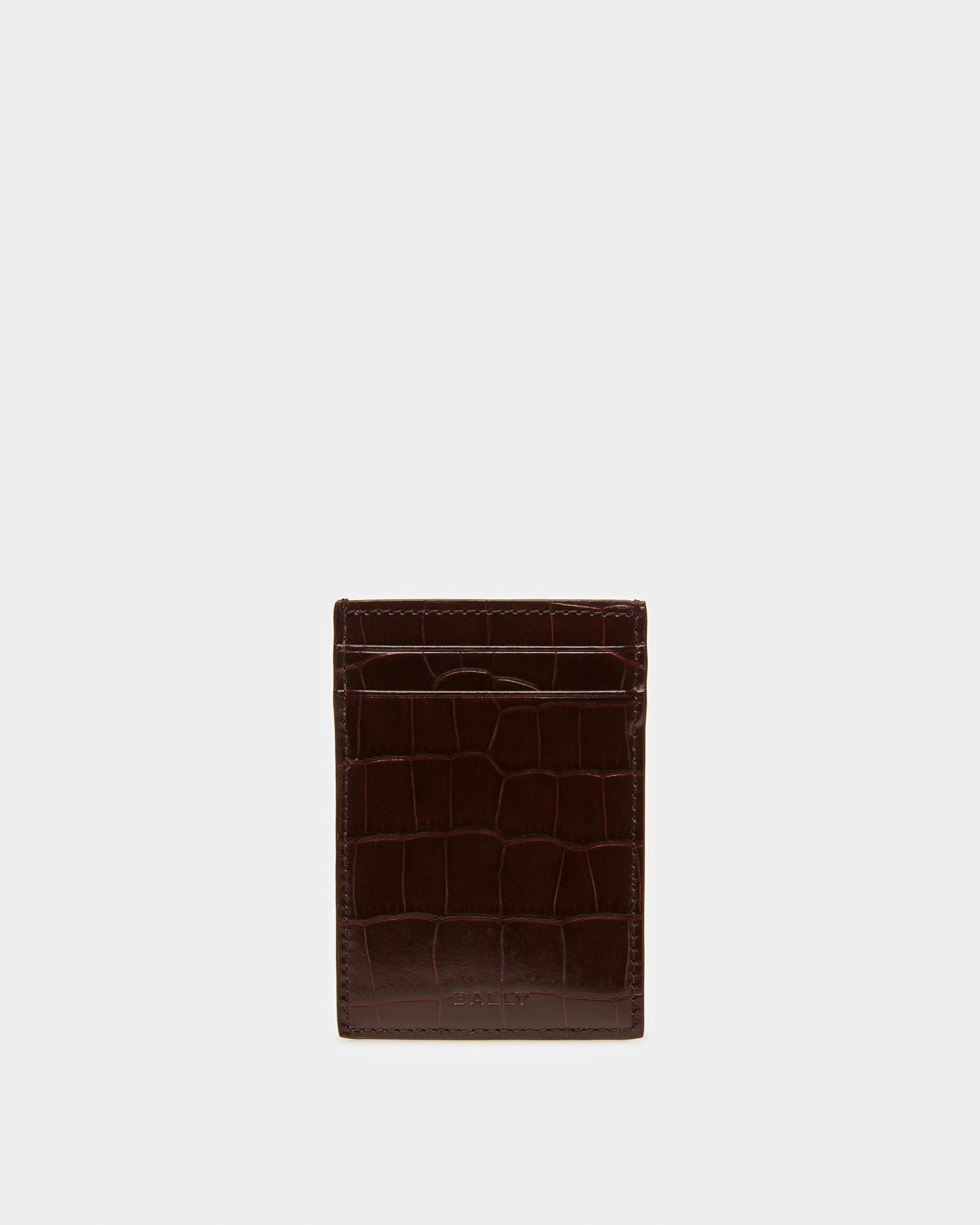 Business Card Holder In Crocodile Embossed - Men's - Bally - 01
