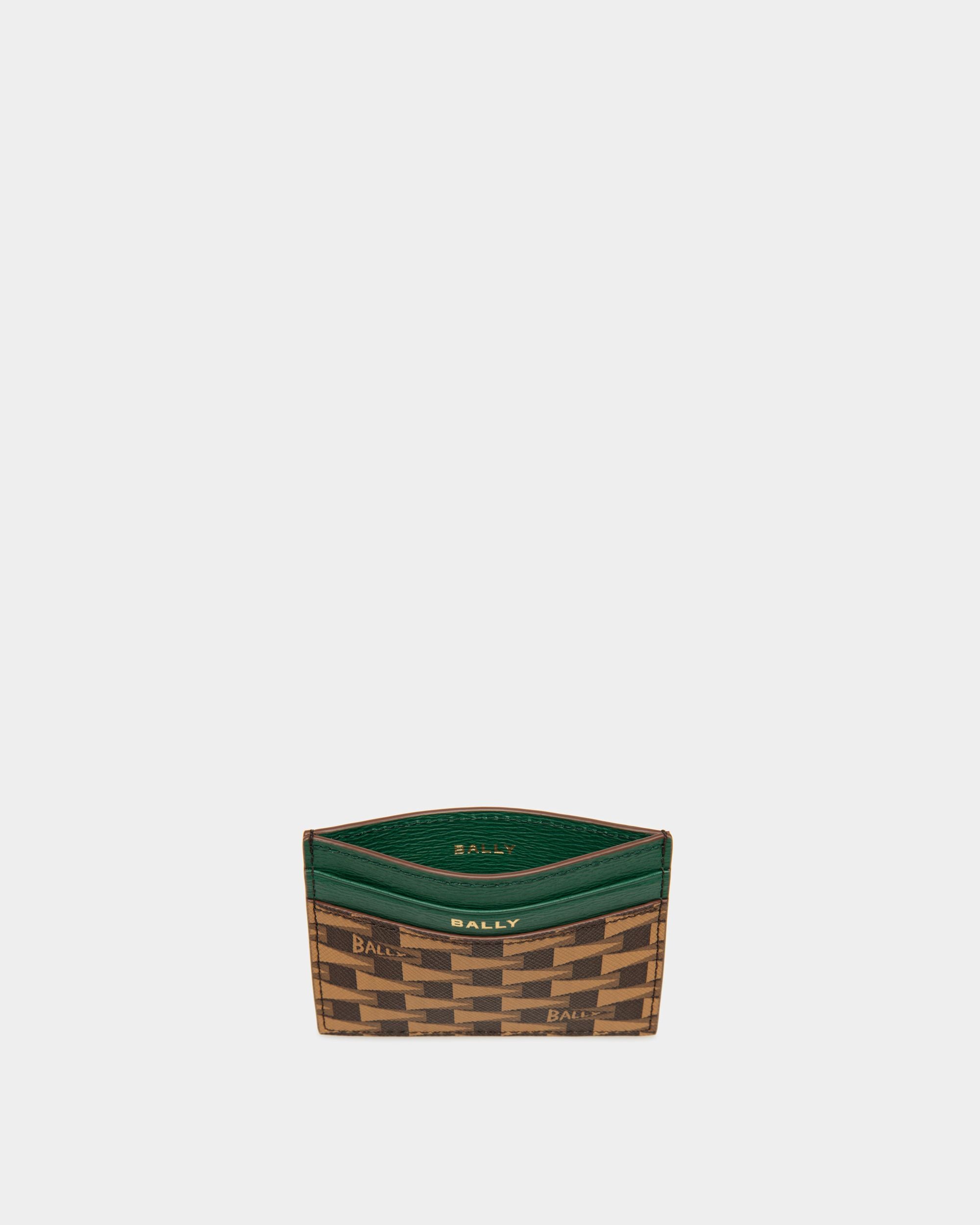 Pennant Business Card Holder In Desert And Kelly Green Leather And TPU - Men's - Bally - 03