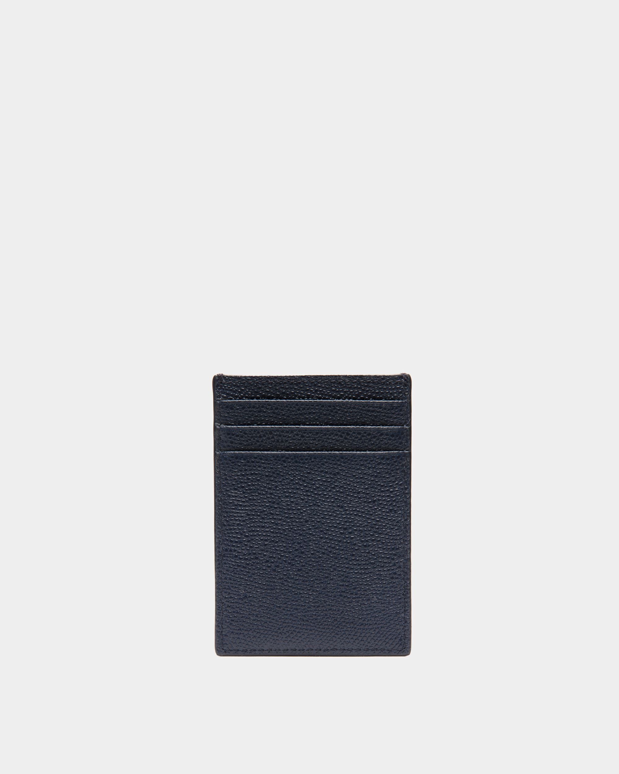 Flag Card Holder in Blue Leather - Men's - Bally - 02