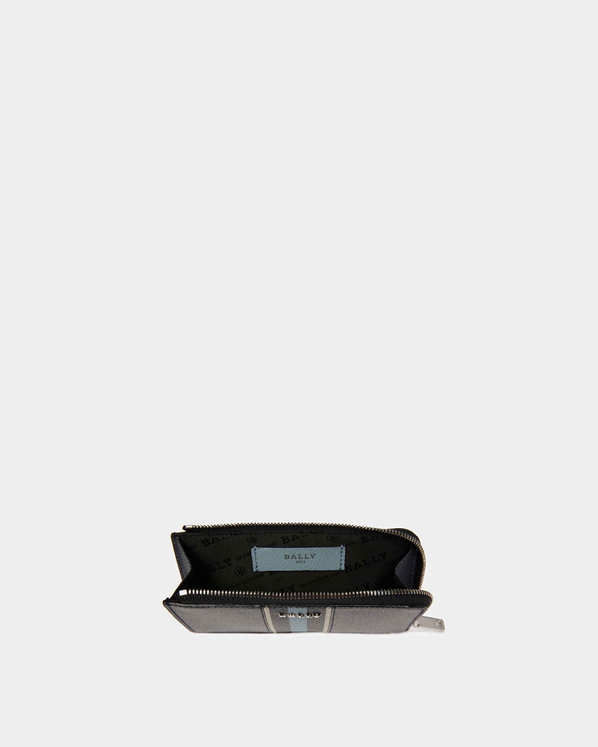 Bord Leather Business Card Holder In Midnight Blue And Light Blue - Men's - Bally - 03