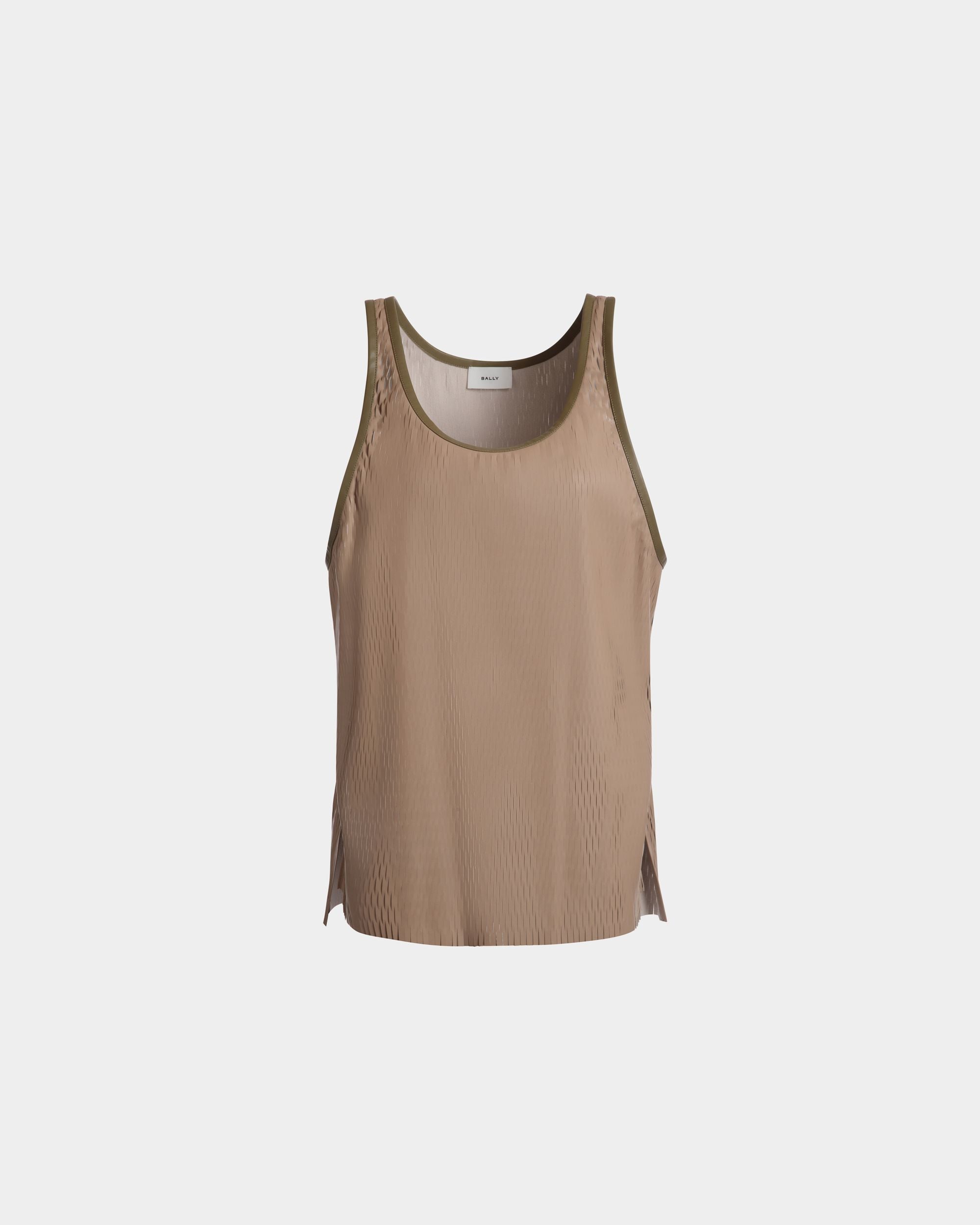 Laser Cut Tank Top In Brown Faux Leather - Men's - Bally - 01