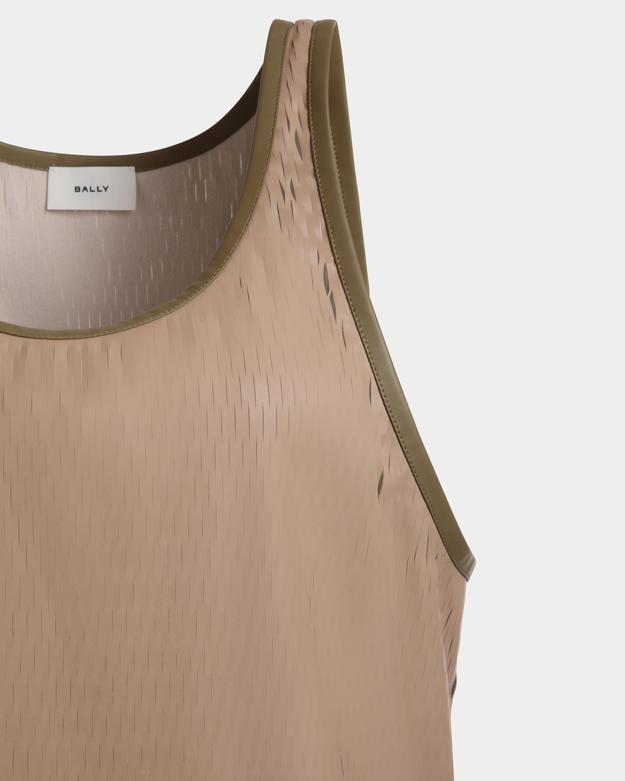 Laser Cut Tank Top In Brown Faux Leather - Men's - Bally - 02