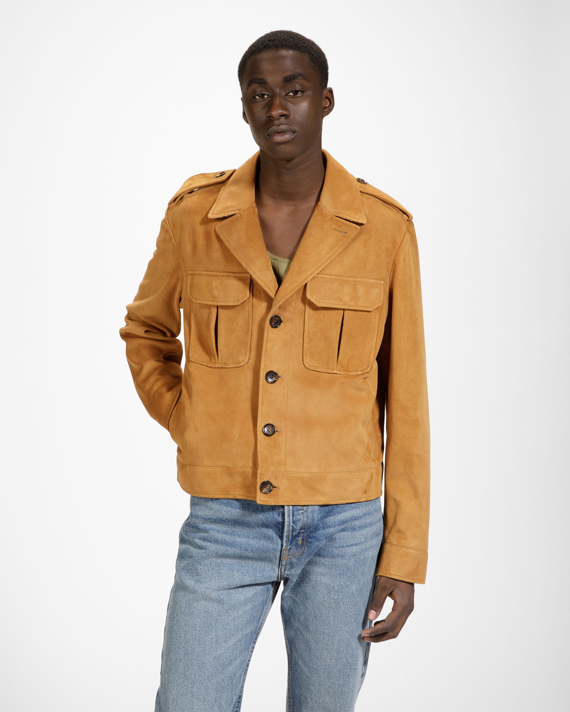 Leather Blouson Bomber Jacket In Desert - Men's - Bally - 04