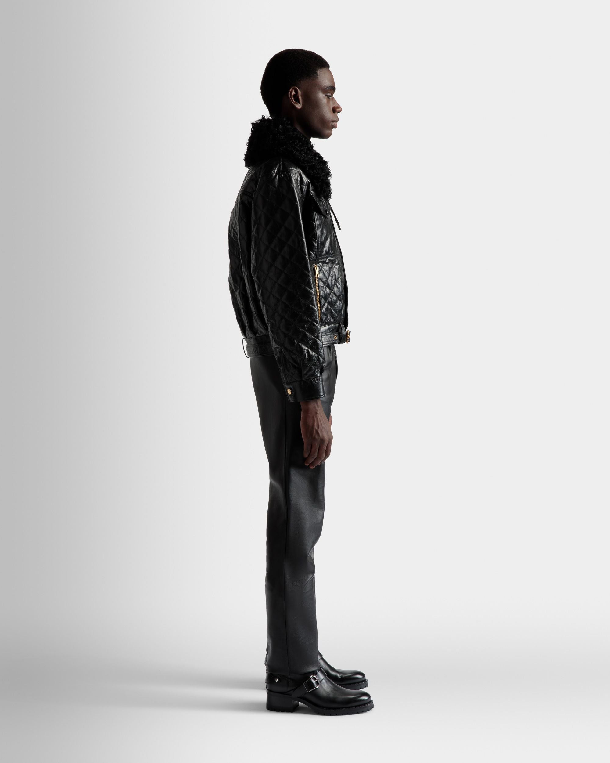 Bomber Jacket In Black Leather - Men's - Bally - 05