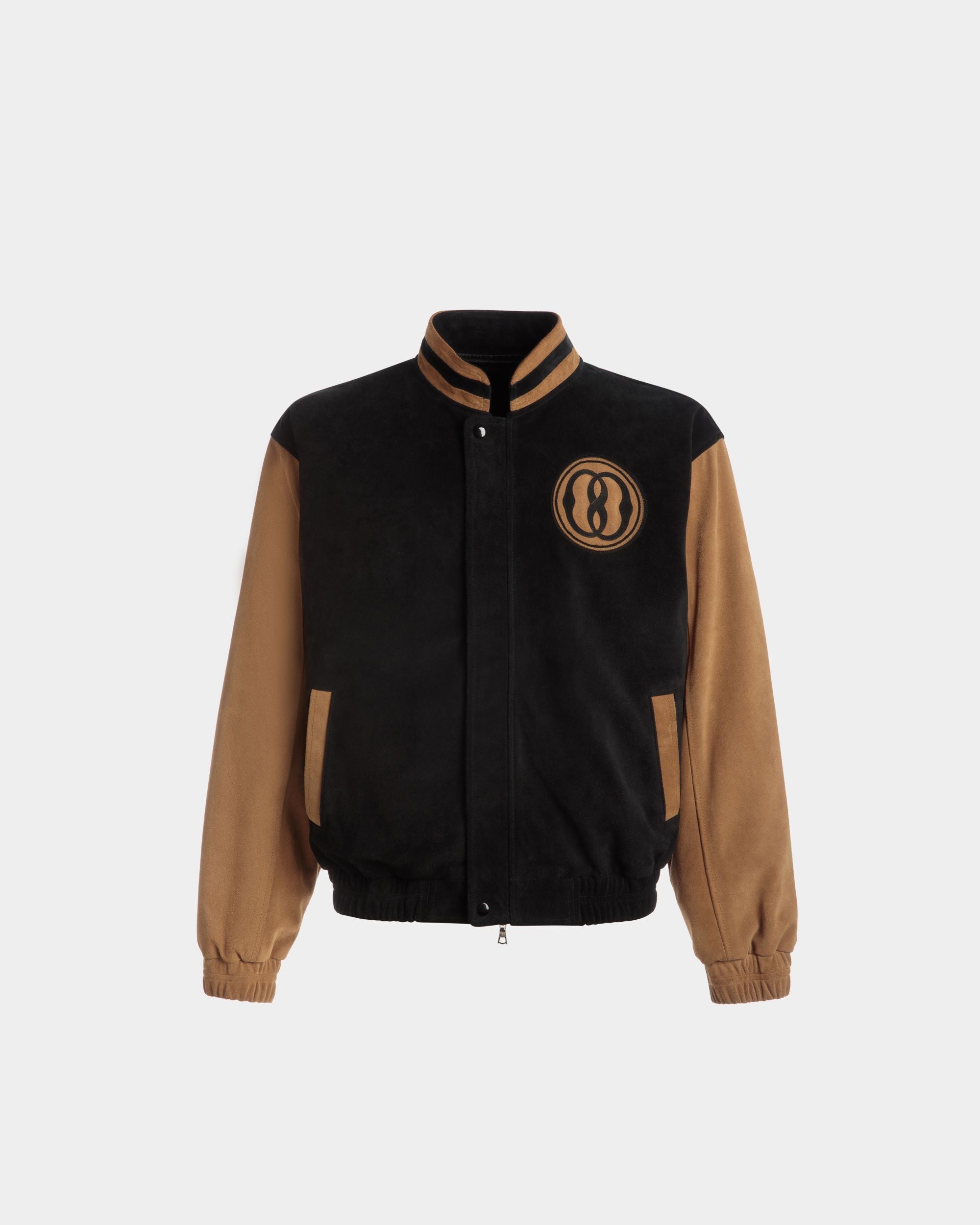 Letterman Jacket In Black And Desert Suede - Men's - Bally - 01