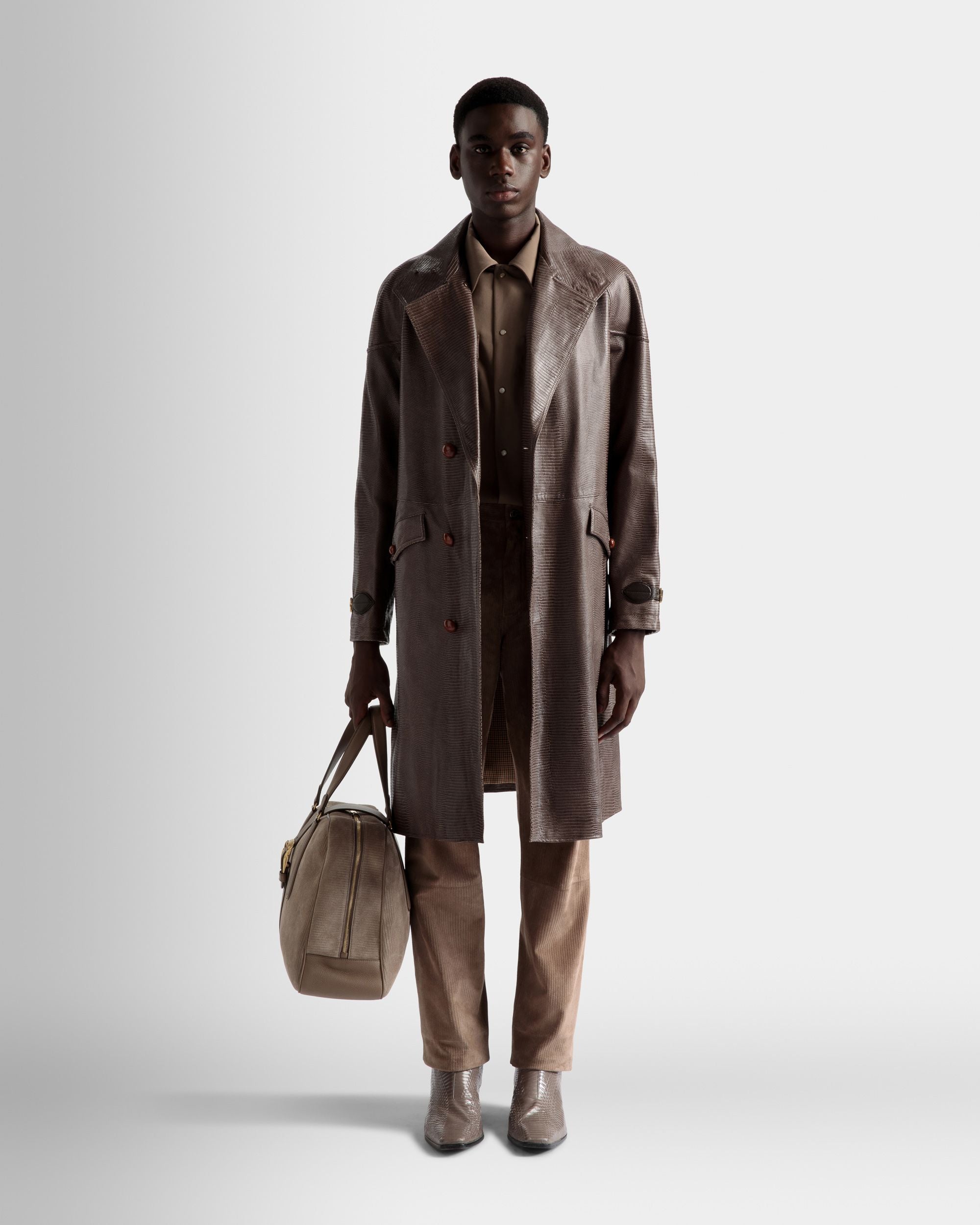 Pea Coat In Grey Leather - Men's - Bally - 02