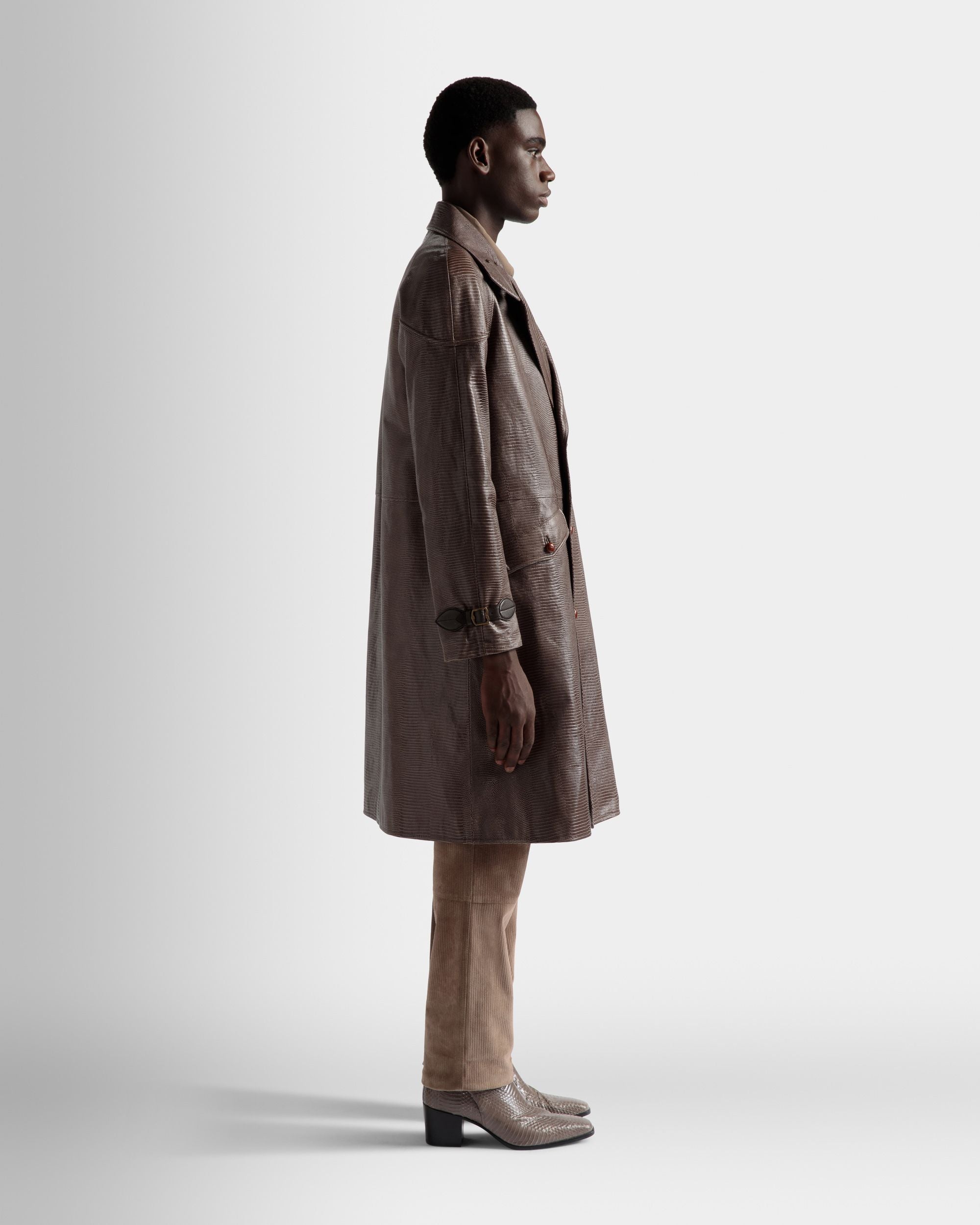 Pea Coat In Grey Leather - Men's - Bally - 05