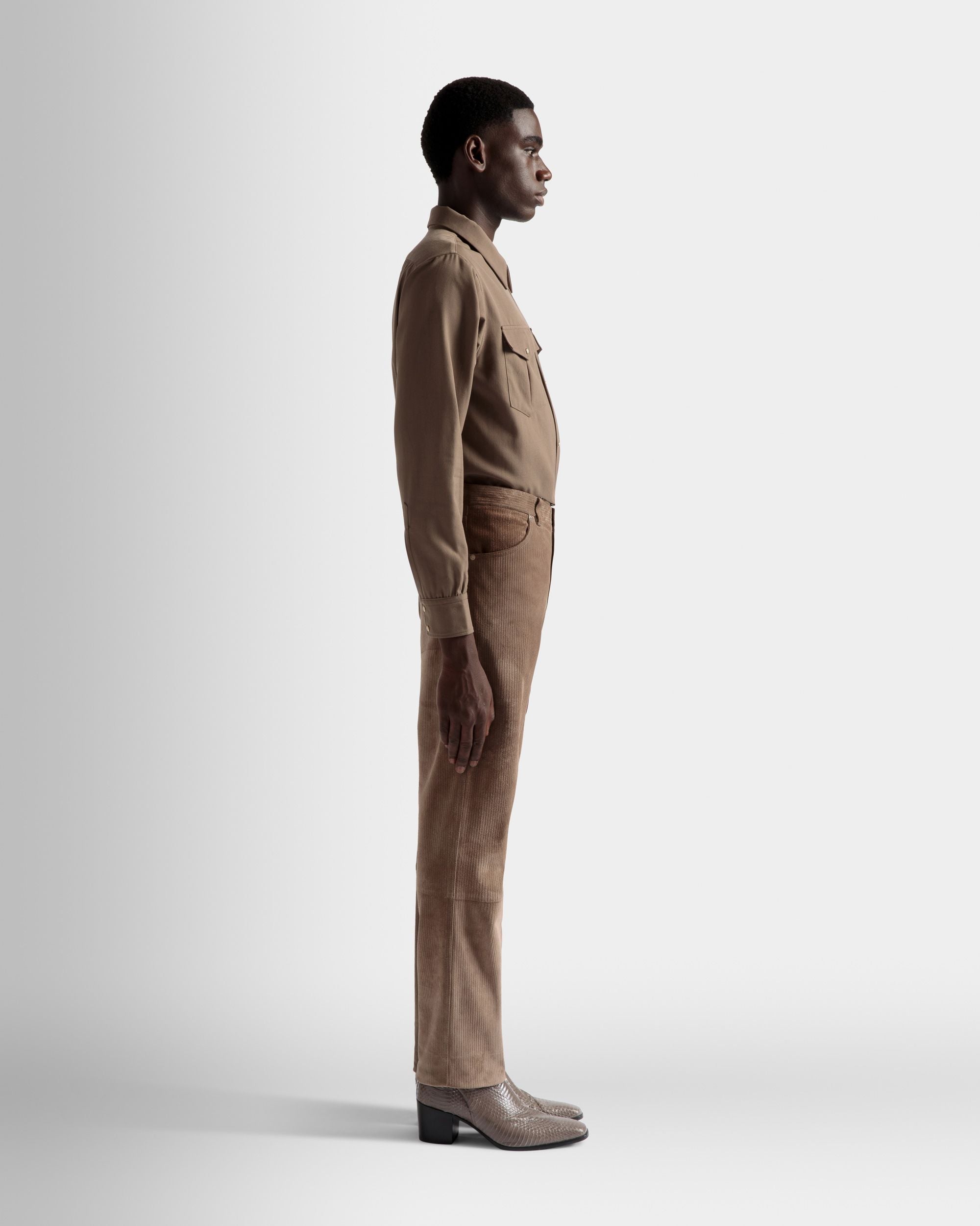 Straight Trousers In Sepia Leather - Men's - Bally - 05