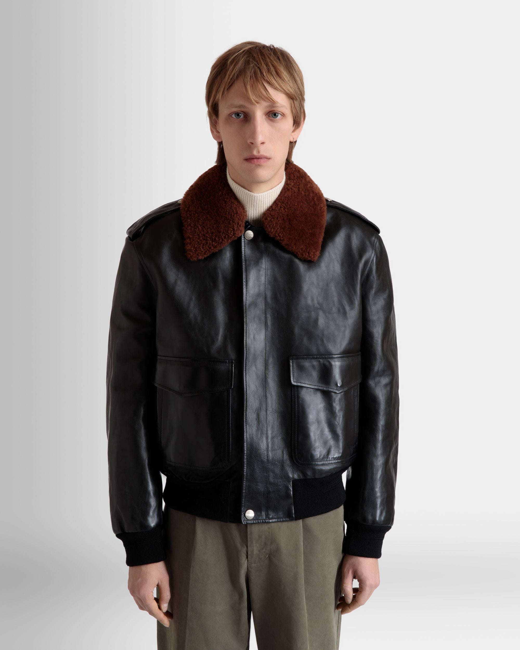 Aviator Jacket In Black Leather - Men's - Bally - 03