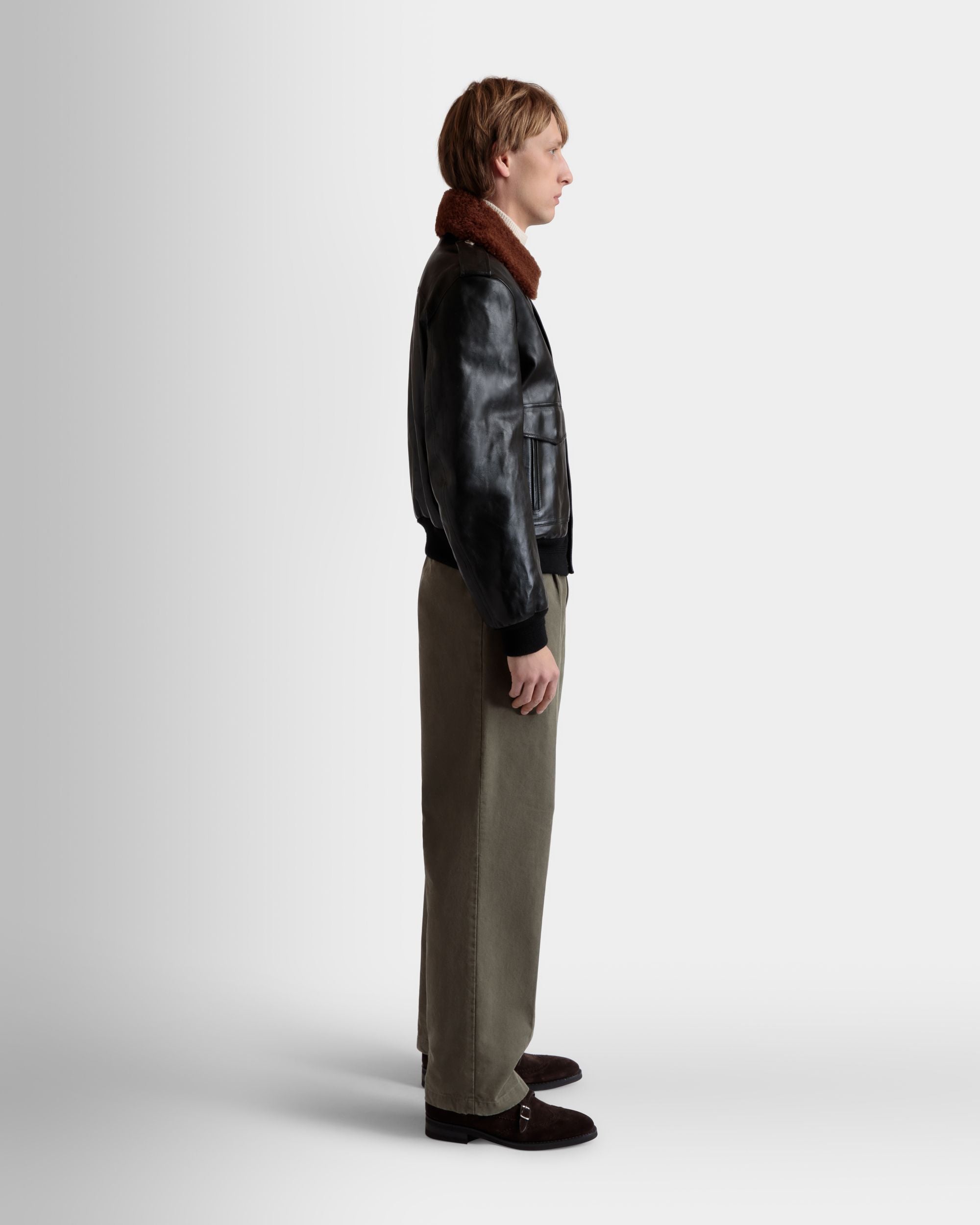 Aviator Jacket In Black Leather - Men's - Bally - 05