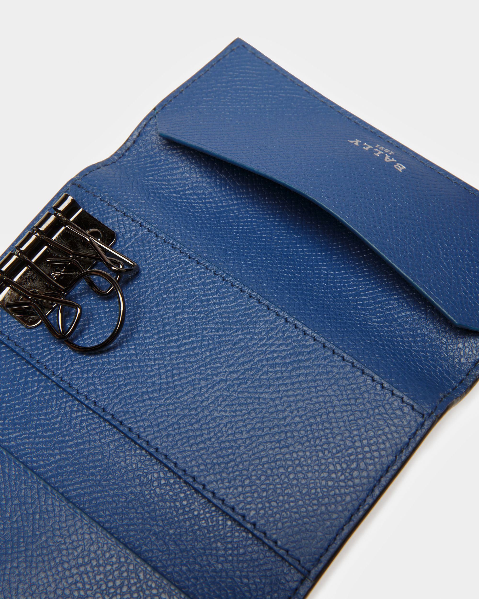 Baltos Leather Key Case In Black & Blue - Men's - Bally - 04