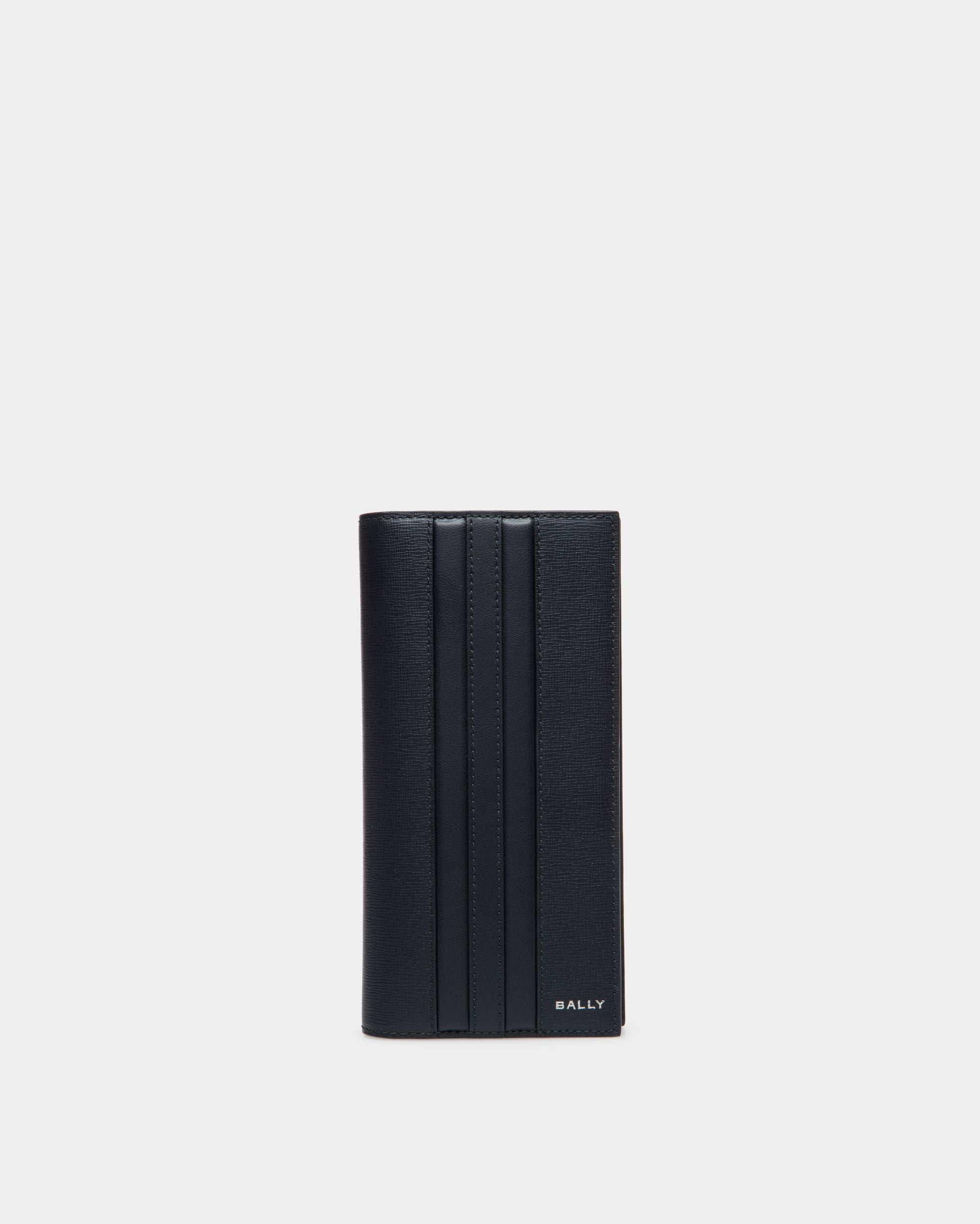 Mythos Continental Wallet in Navy Blue Recycled Leather - Men's - Bally - 01