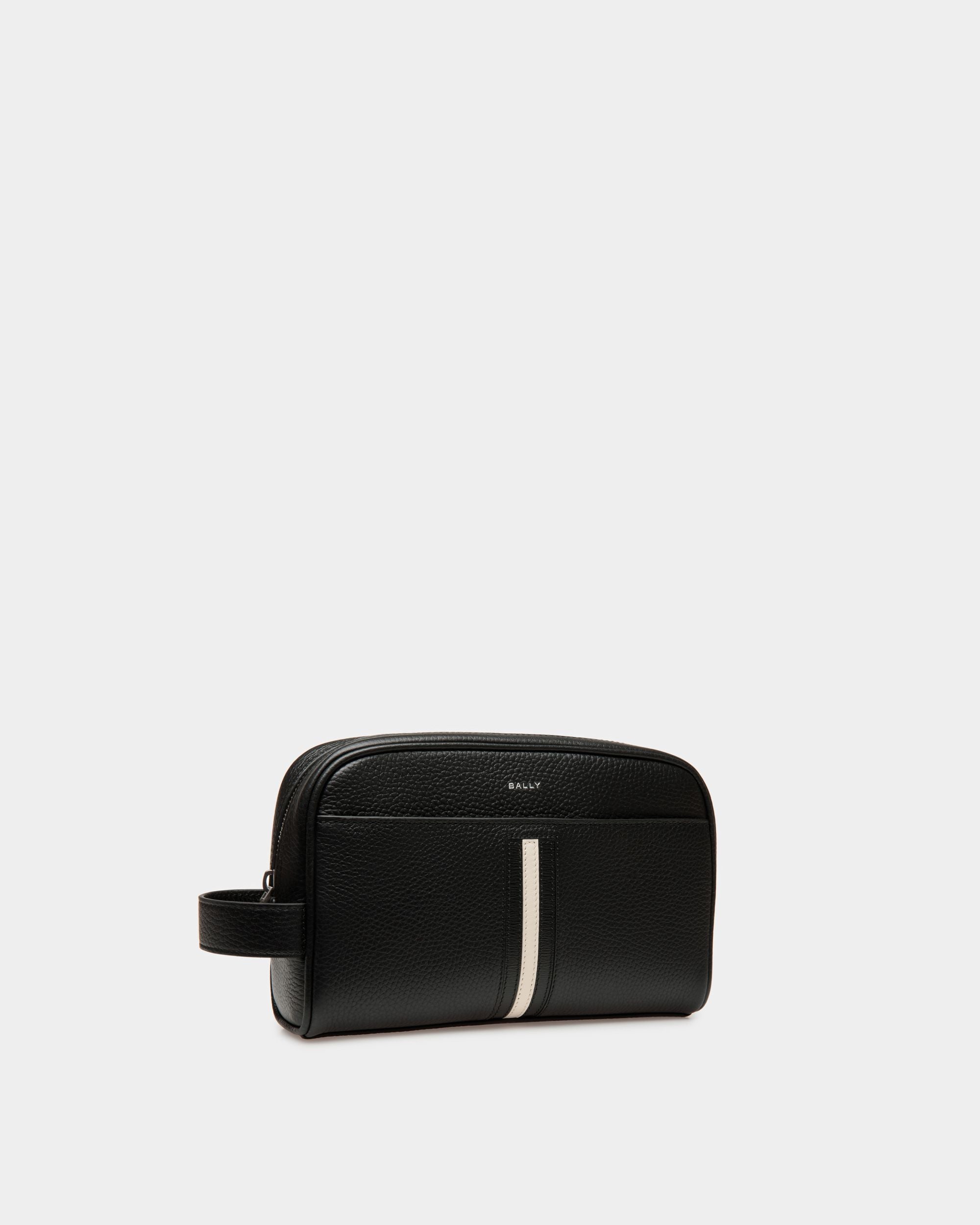 Ribbon Toiletry Bag In Black Leather - Men's - Bally - 03