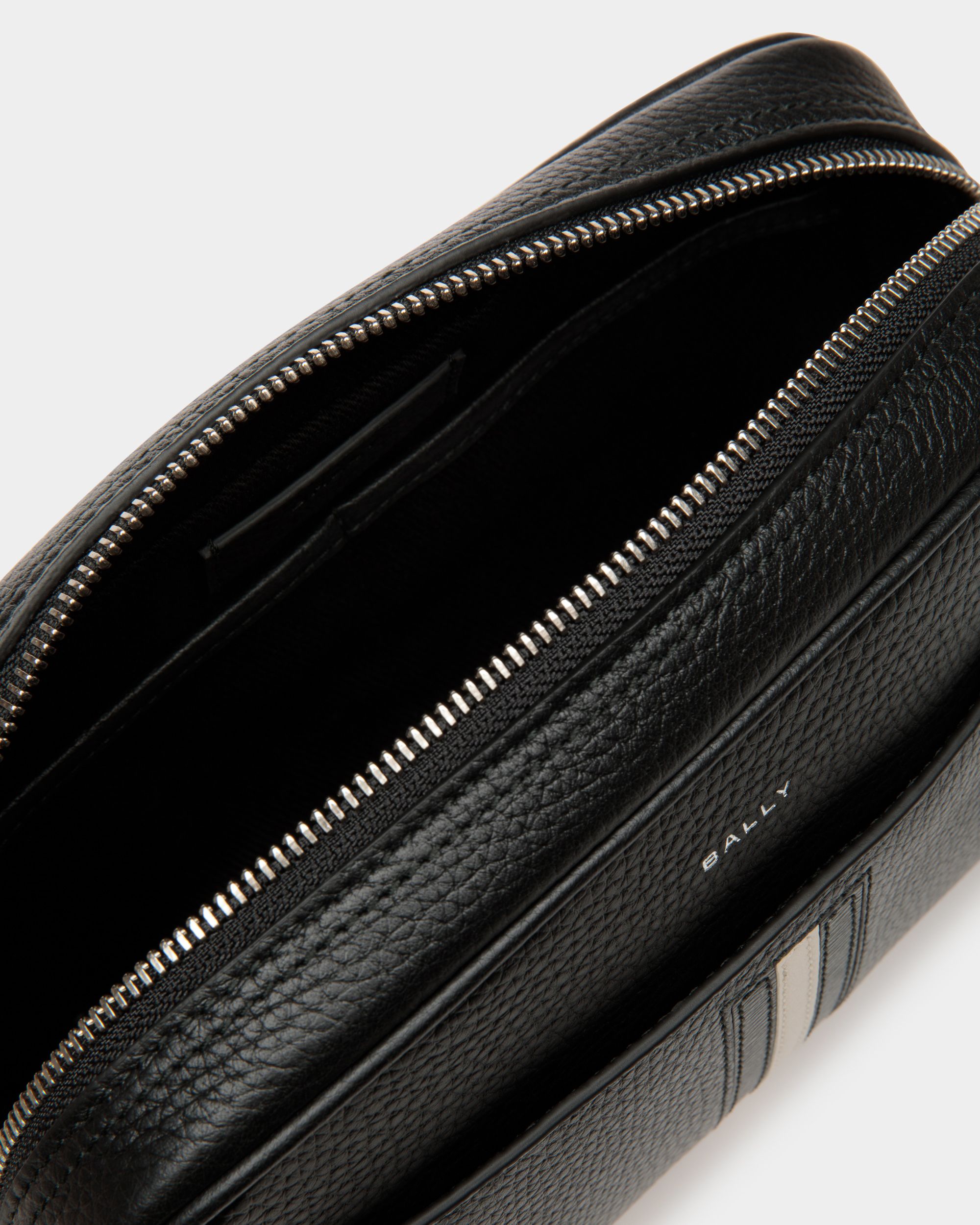 Ribbon Toiletry Bag In Black Leather - Men's - Bally - 04