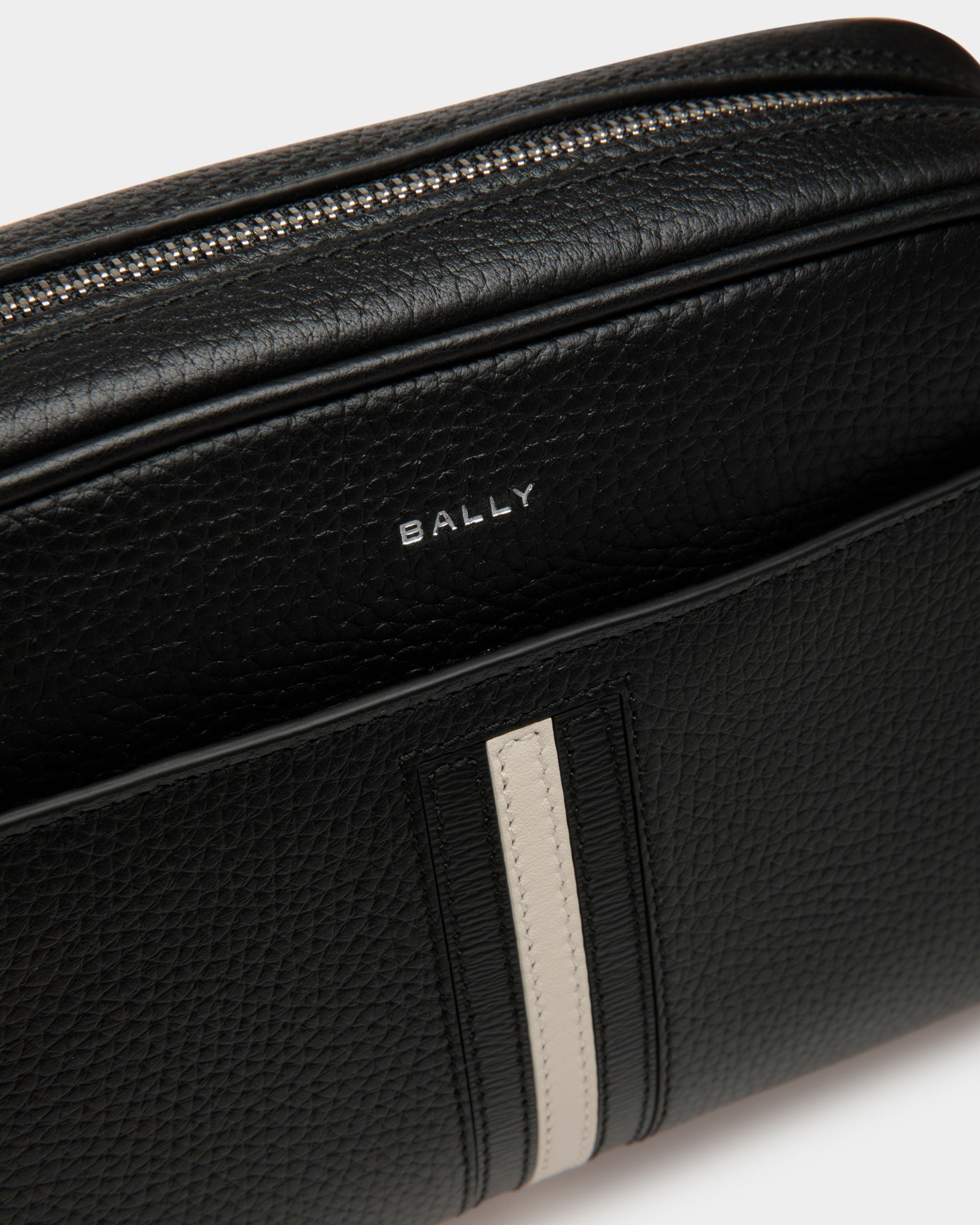 Ribbon Toiletry Bag In Black Leather - Men's - Bally - 05
