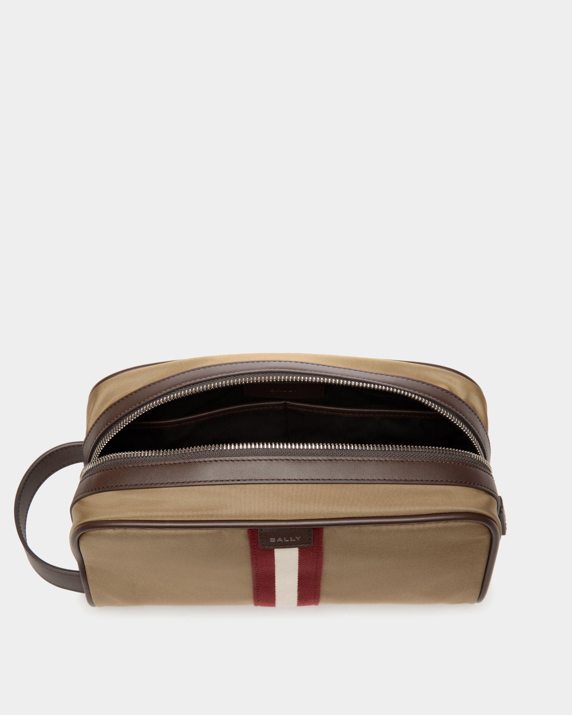 Code Washbag in Camel Nylon - Men's - Bally - 03