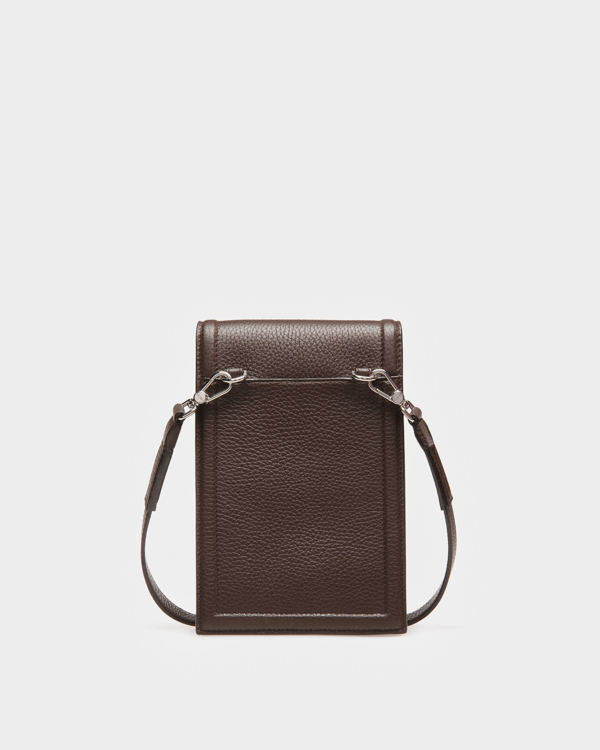 Serig Leather Phone Wallet In Ebony Brown - Men's - Bally - 02