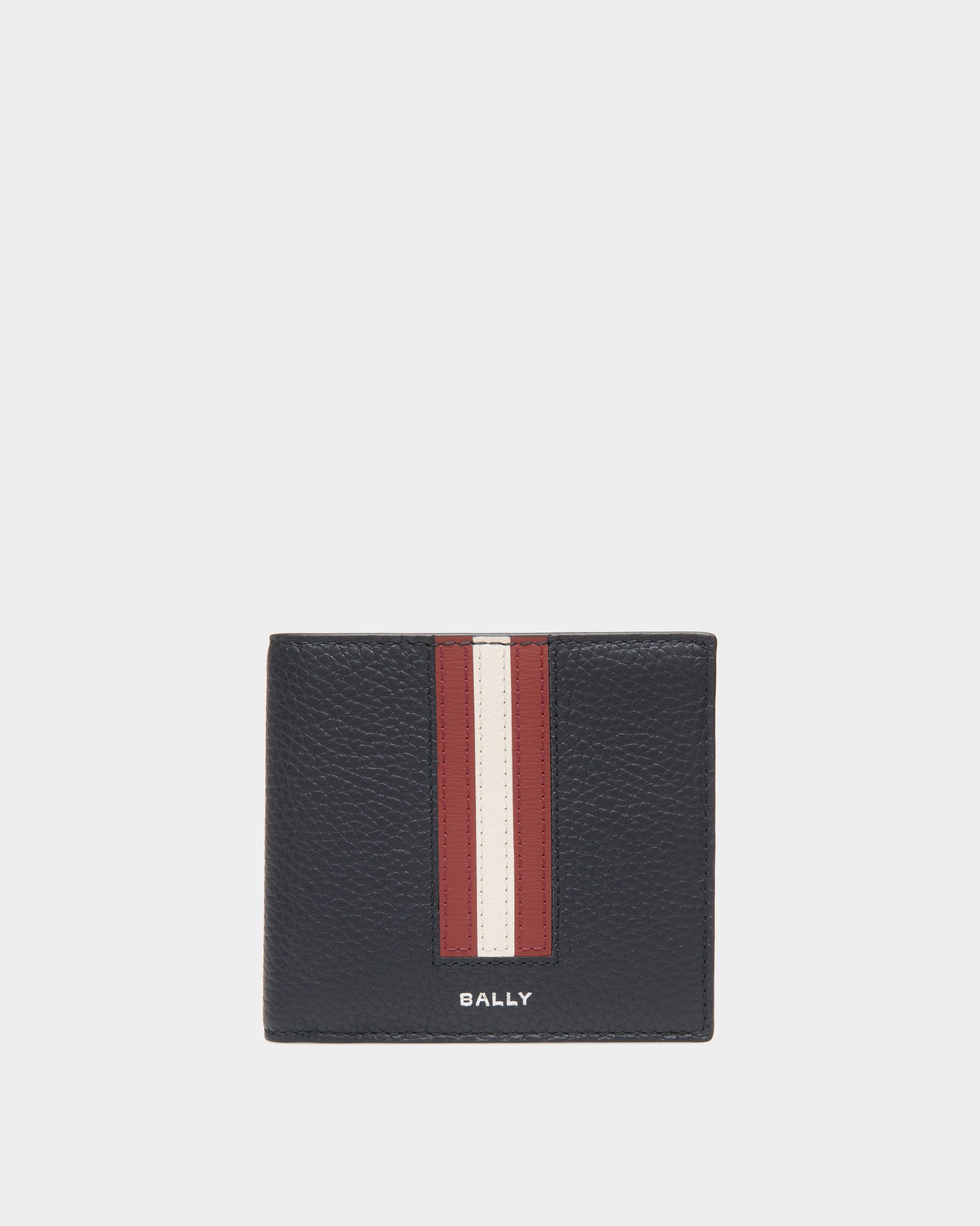 Ribbon Bifold In Navy Blue Leather - Men's - Bally - 01