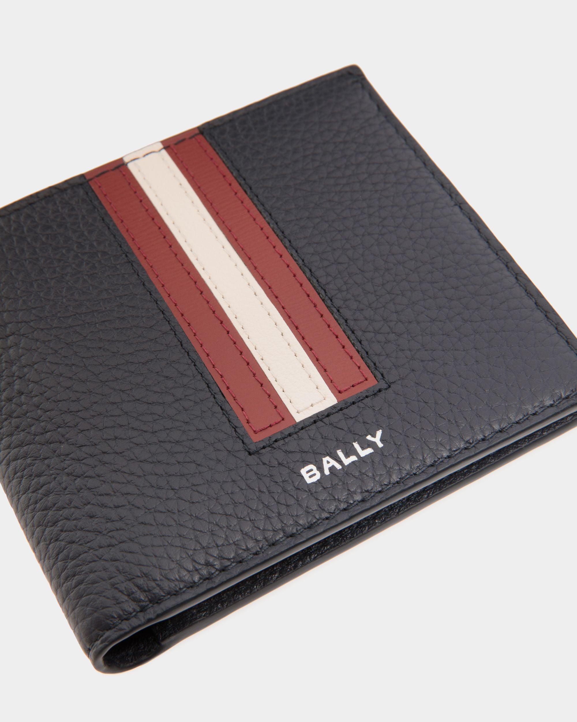 Ribbon Bifold In Navy Blue Leather - Men's - Bally - 03