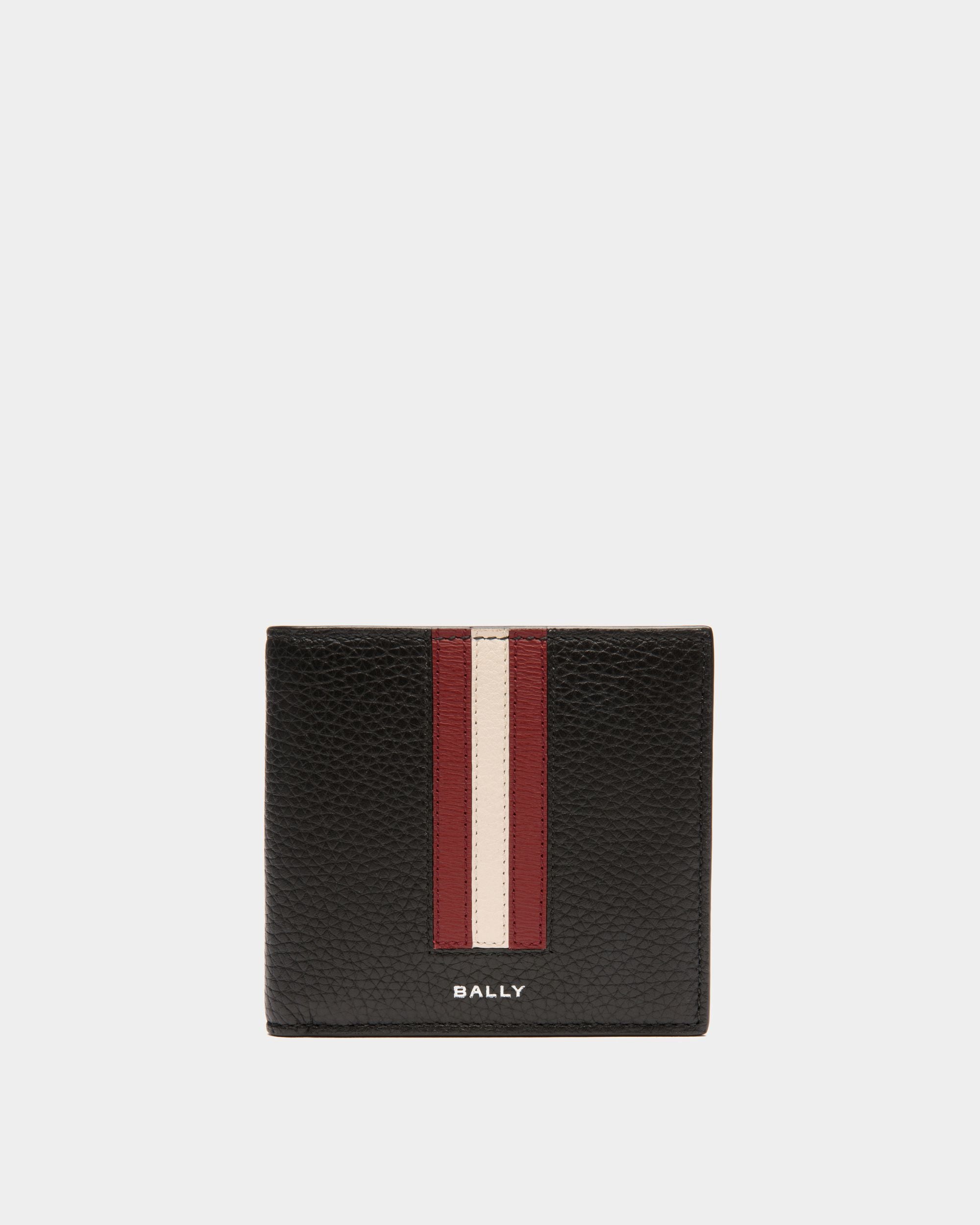 Ribbon Bifold Wallet In Black Grained Leather - Men's - Bally - 01