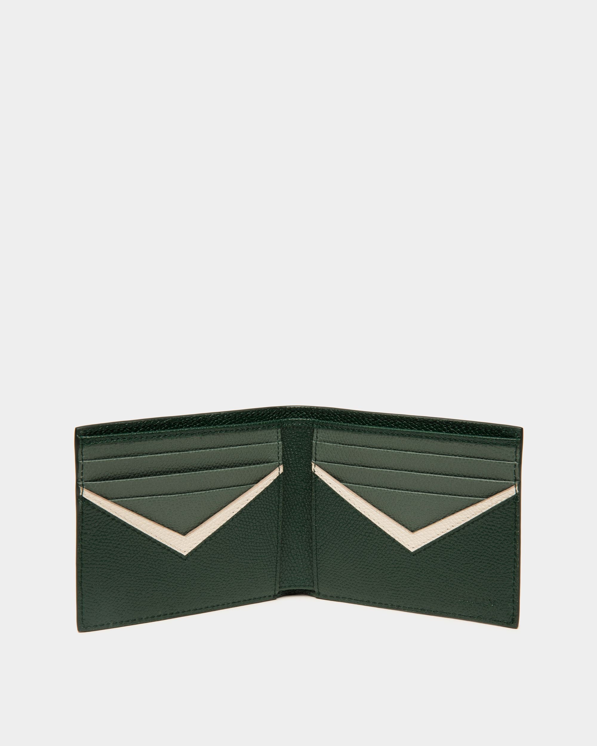 Flag Bifold in Bottle Green Leather - Men's - Bally - 03