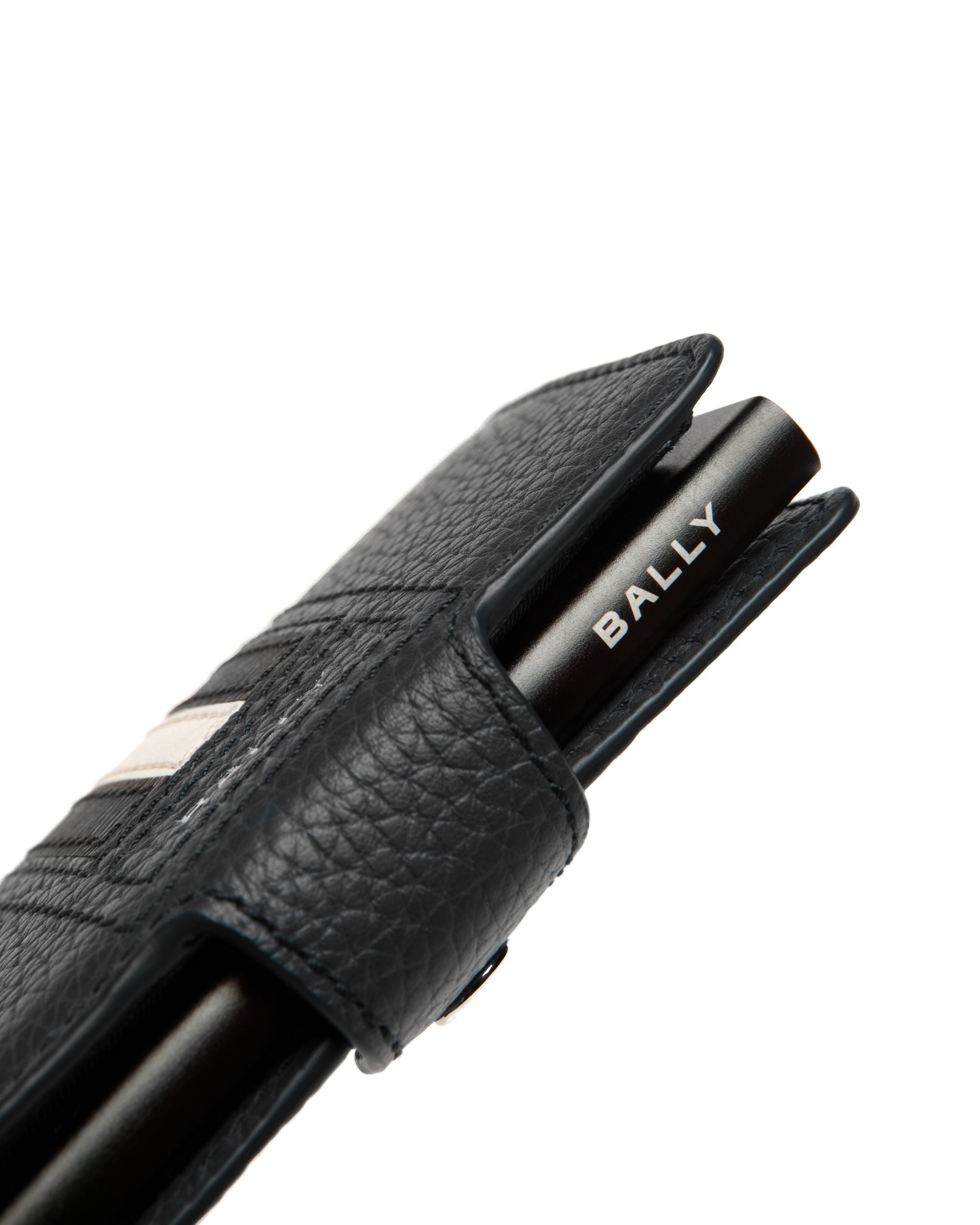 Ribbon Smart Wallet in Black Leather - Men's - Bally - 05