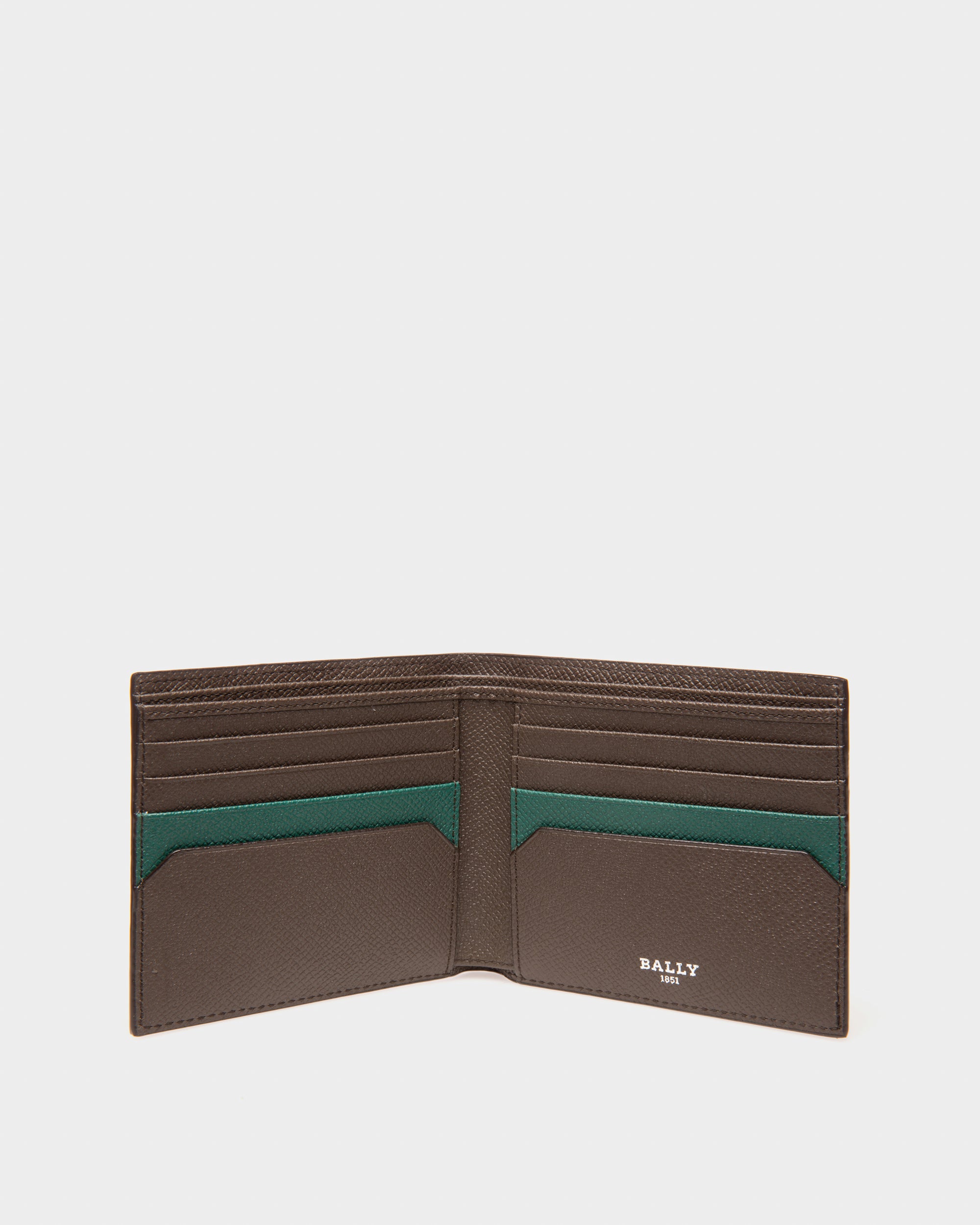 Brasai Leather Wallet In Army Green - Men's - Bally - 03