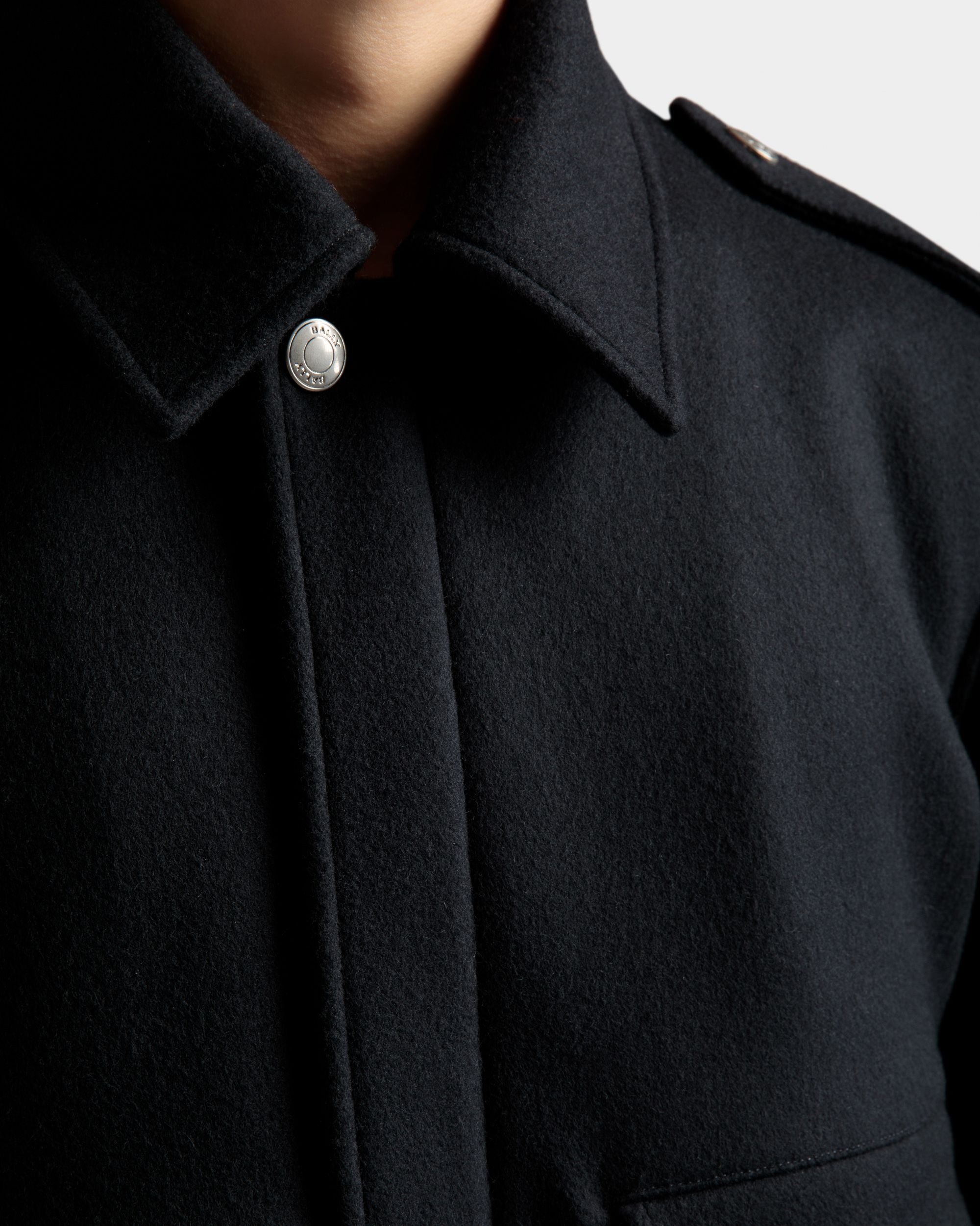 Bomber Jacket In Navy Wool Mix - Men's - Bally - 04