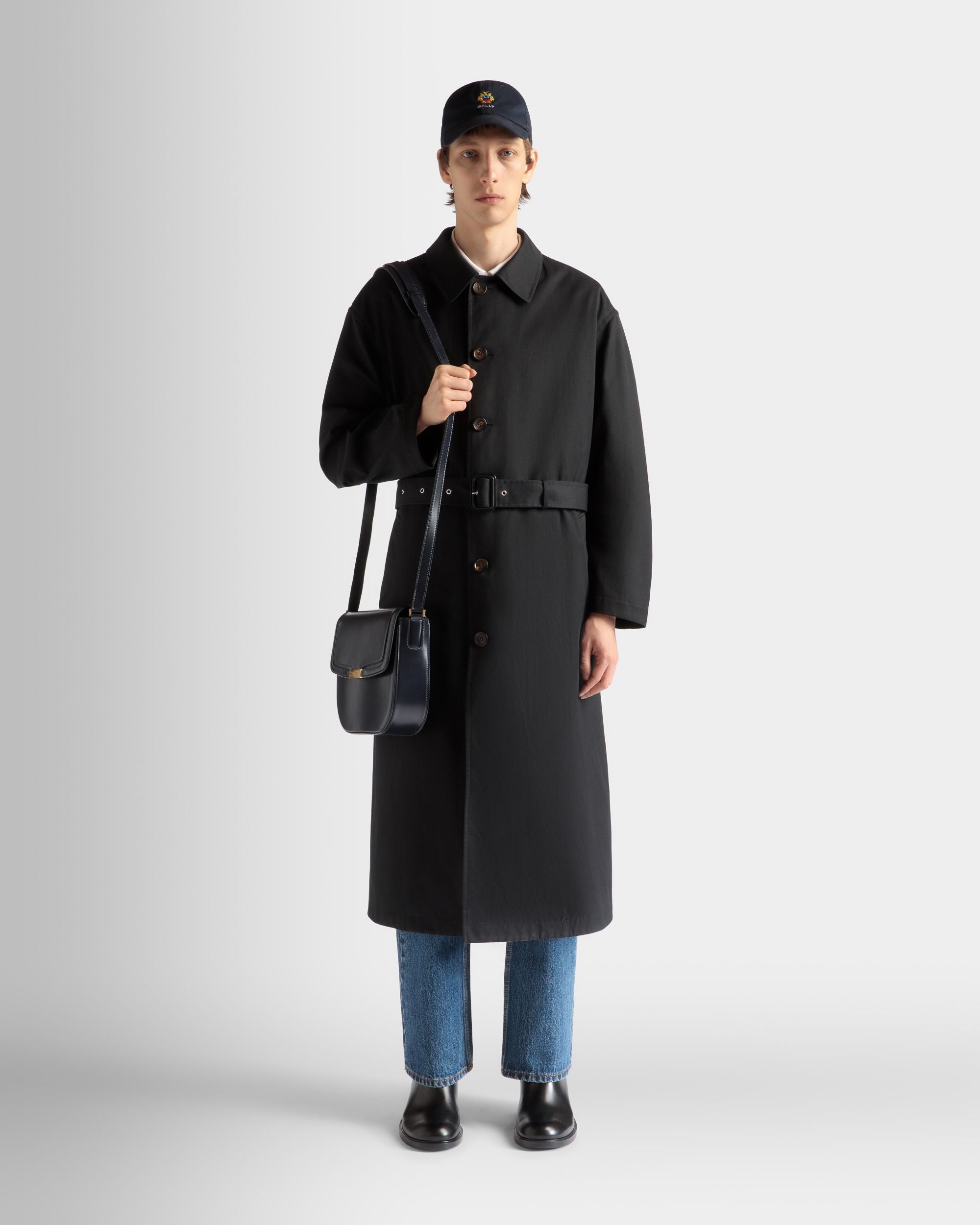 Trench Coat in Navy Blue Mix Cotton - Men's - Bally - 02