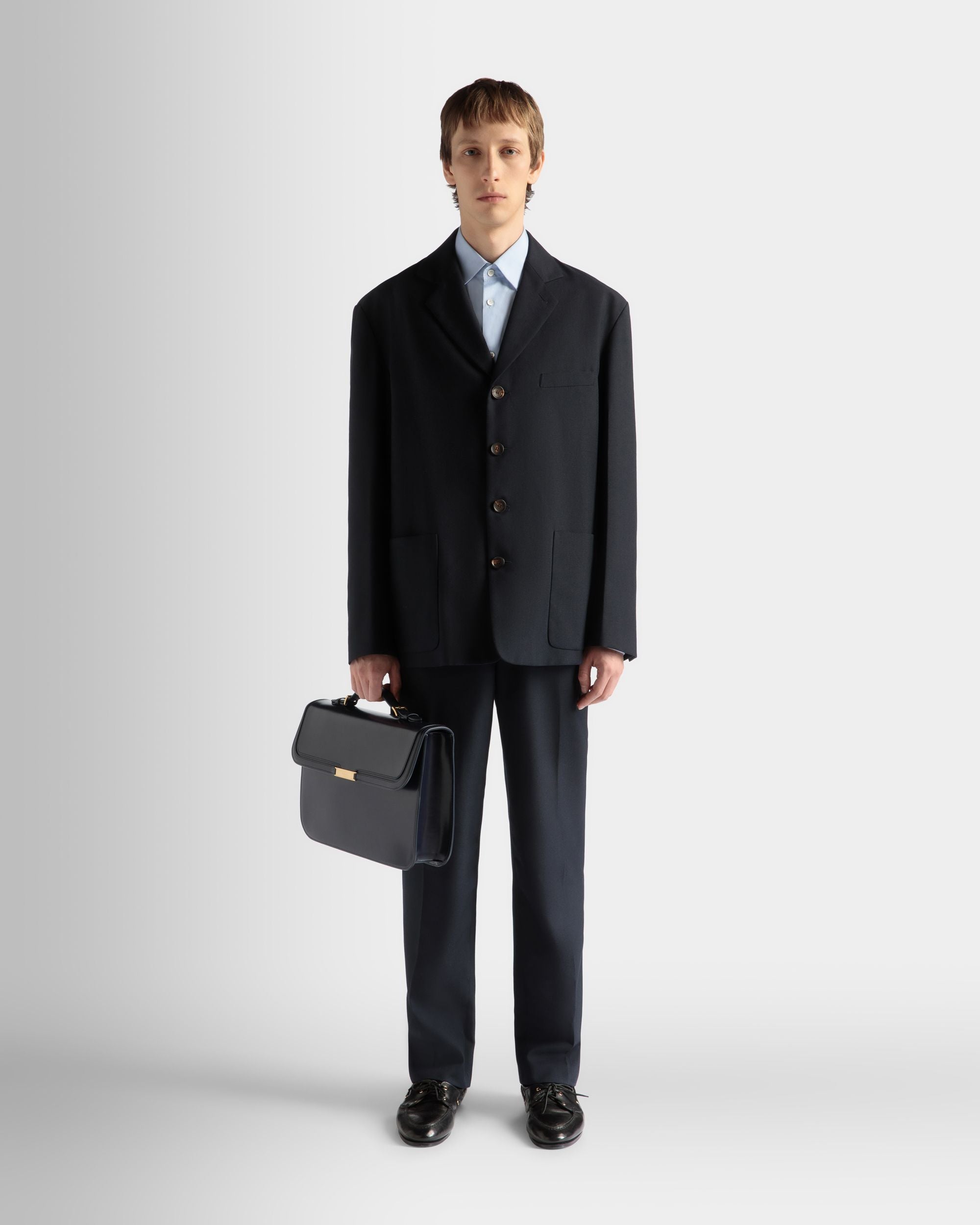 Jacket in Navy Blue Wool Blend - Men's - Bally - 02