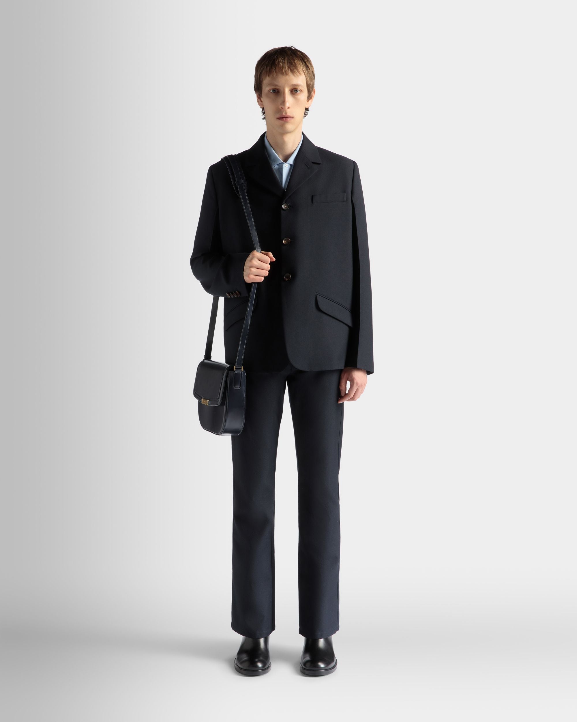 Jacket in Navy Blue Wool Blend - Men's - Bally - 02