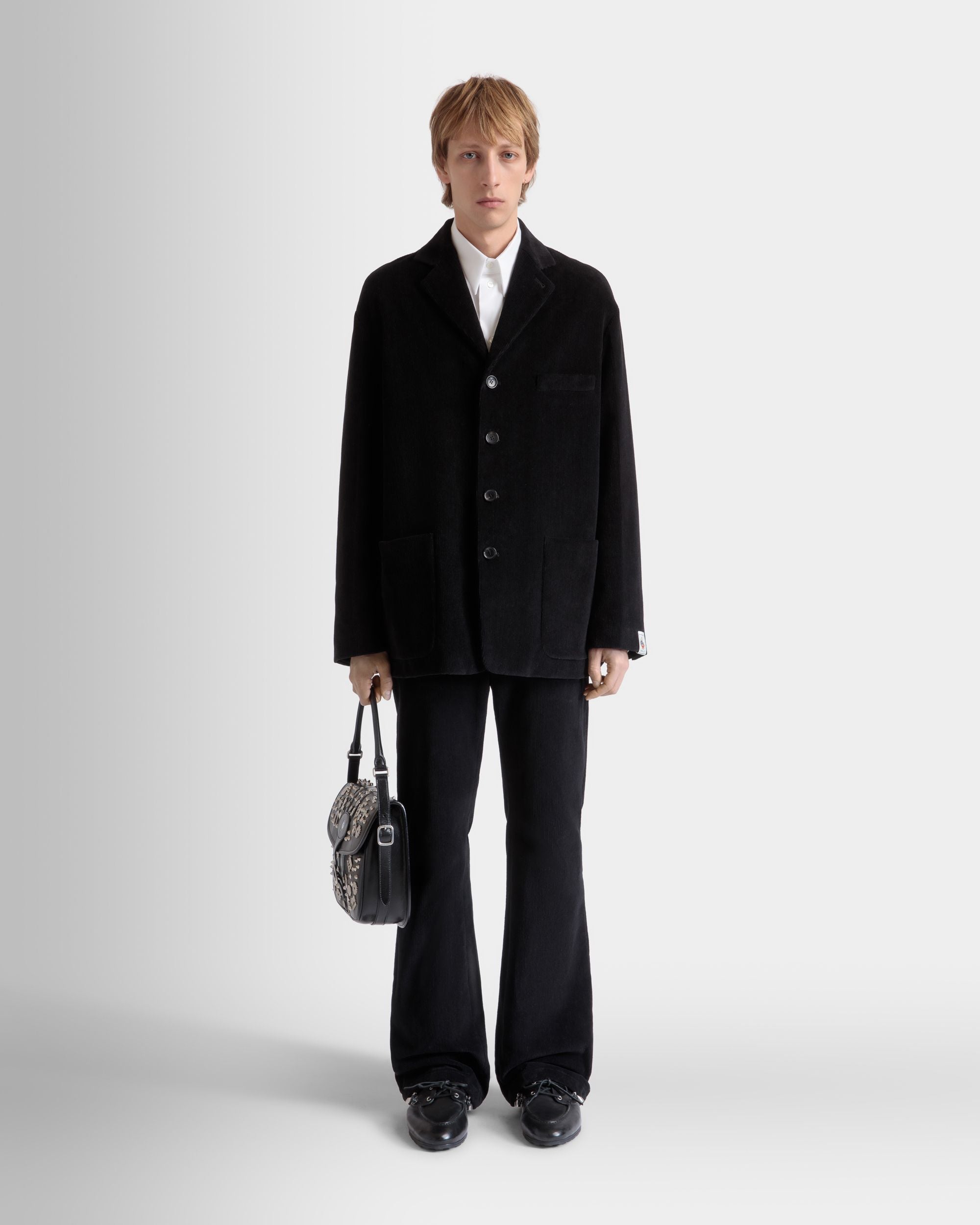 Blazer In Black Cotton Corduroy - Men's - Bally - 02