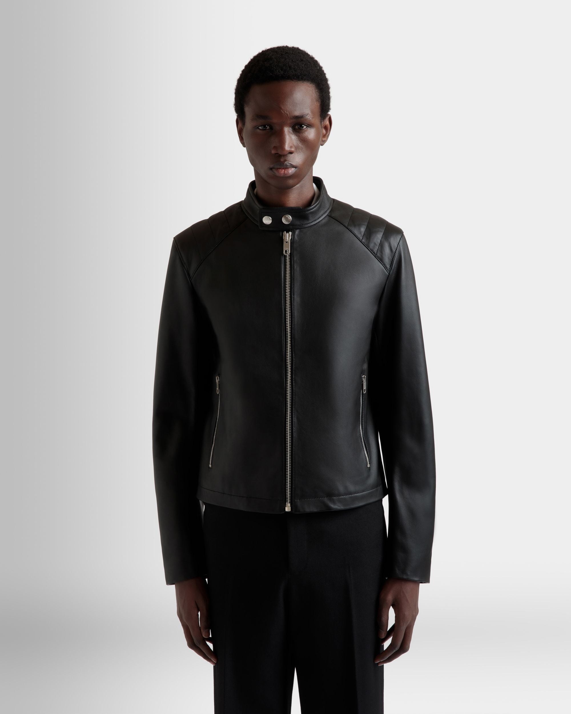 Biker Jacket in Black Leather - Men's - Bally - 08