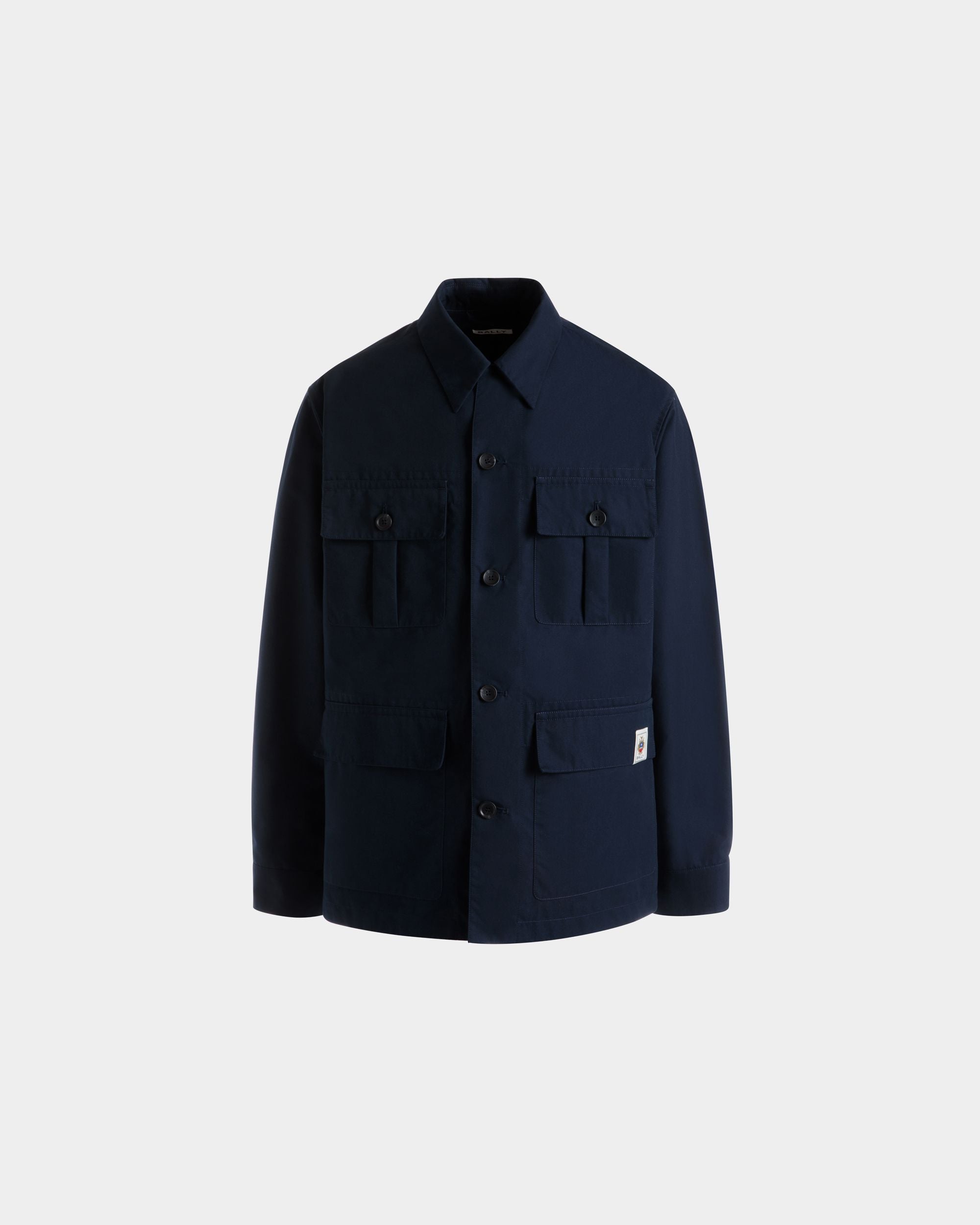 Field Jacket in a Navy Blue Cotton Blend - Men's - Bally - 01