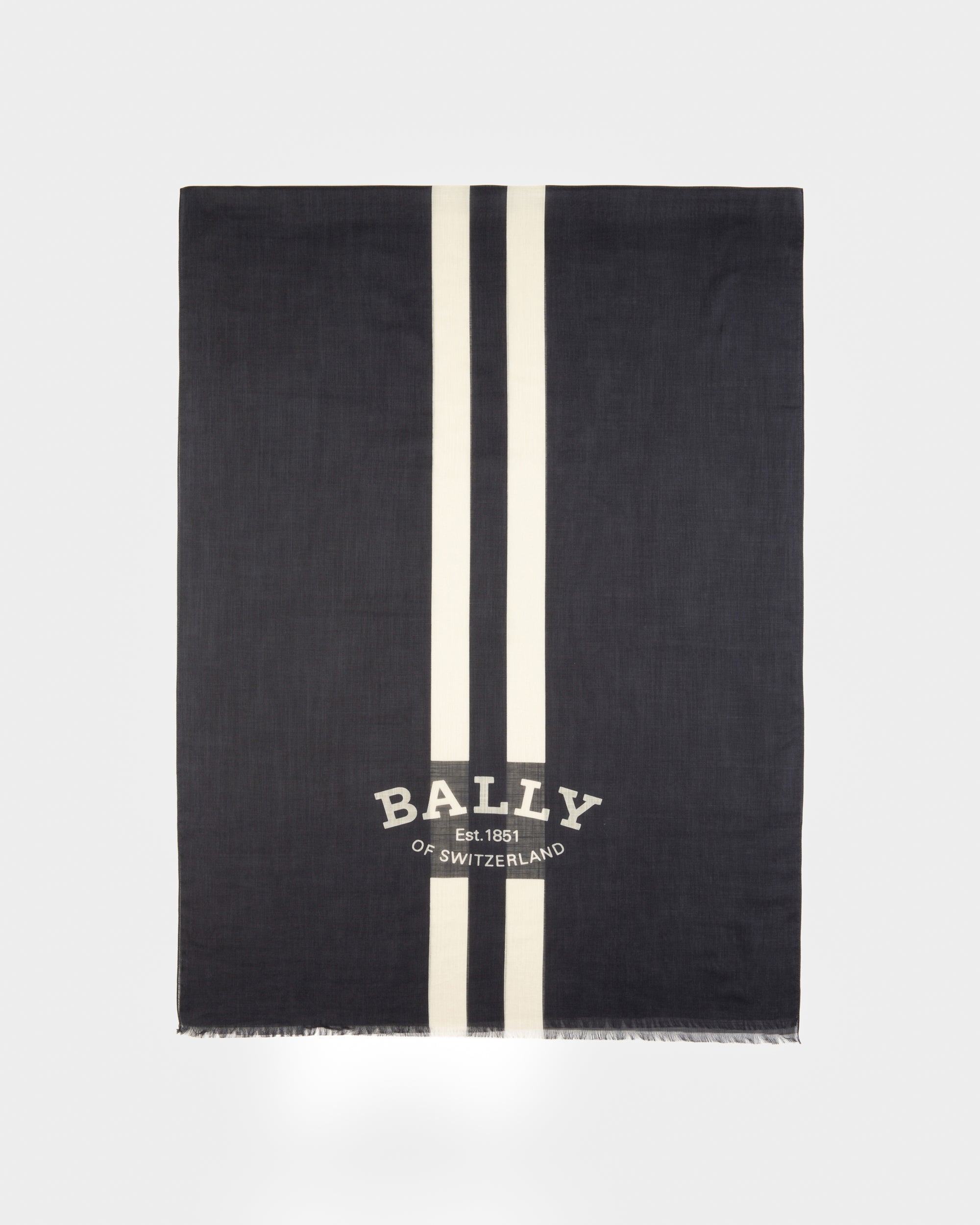 Cotton Scarf In Navy - Men's - Bally - 01