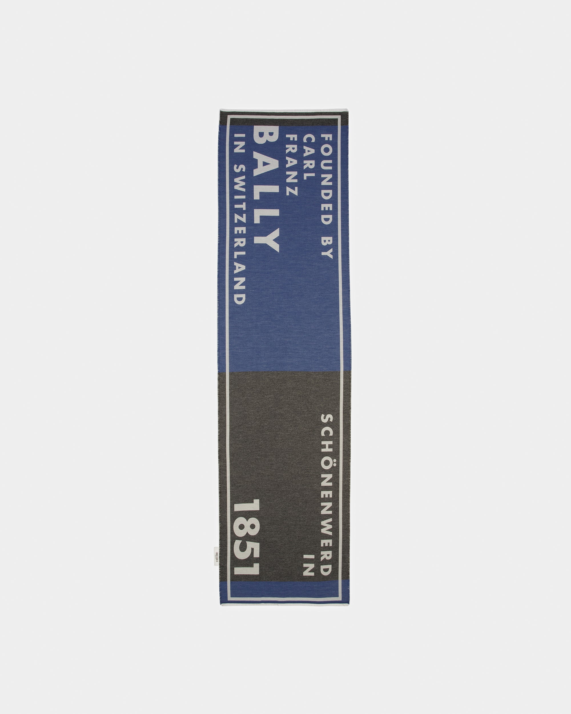 Jacquard Scarf In Blue Neon And Black - Men's - Bally - 02