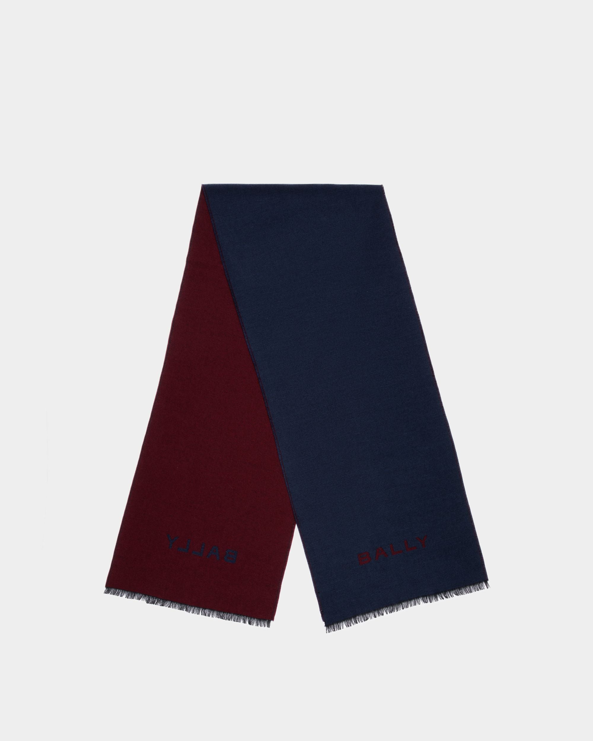 Scarf In Blue And Red Wool - Men's - Bally - 01