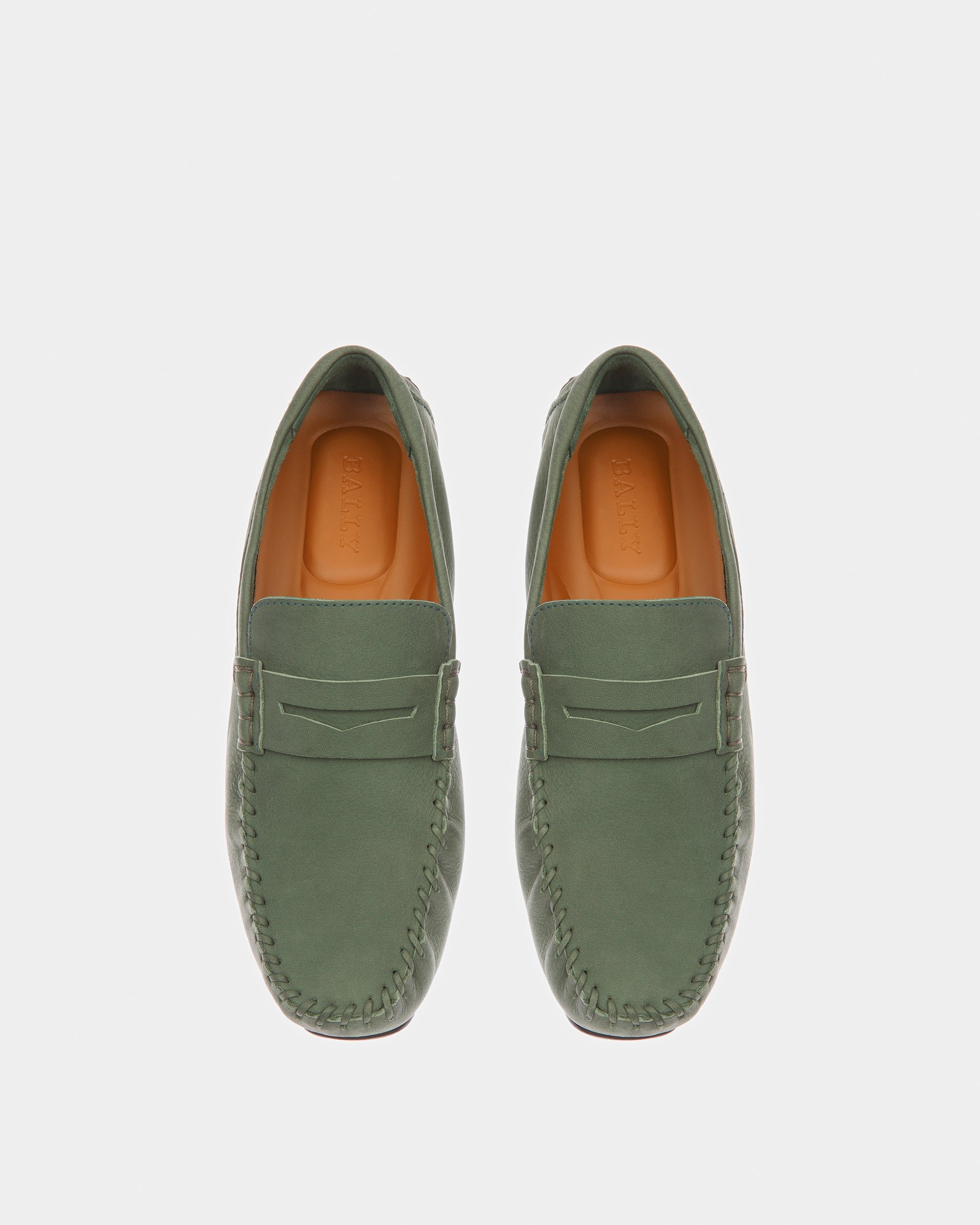 Pier Leather Drivers In Sage - Men's - Bally - 02