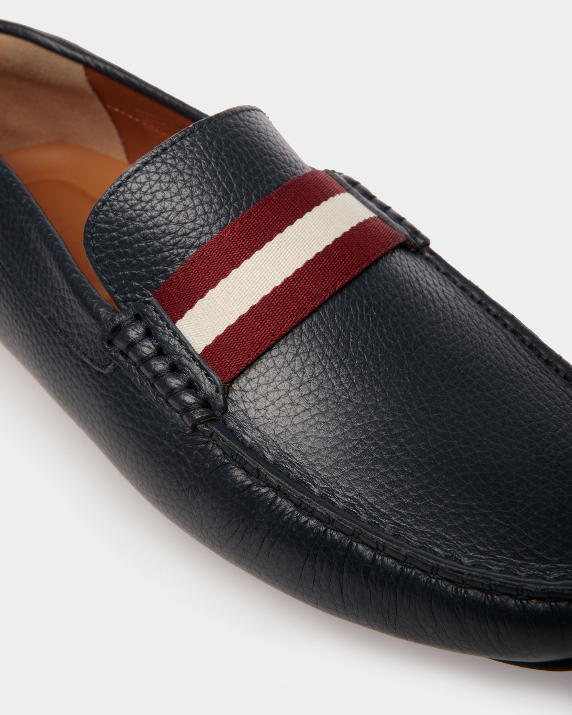 Pilot Driver in Blue Grained Leather - Men's - Bally - 04