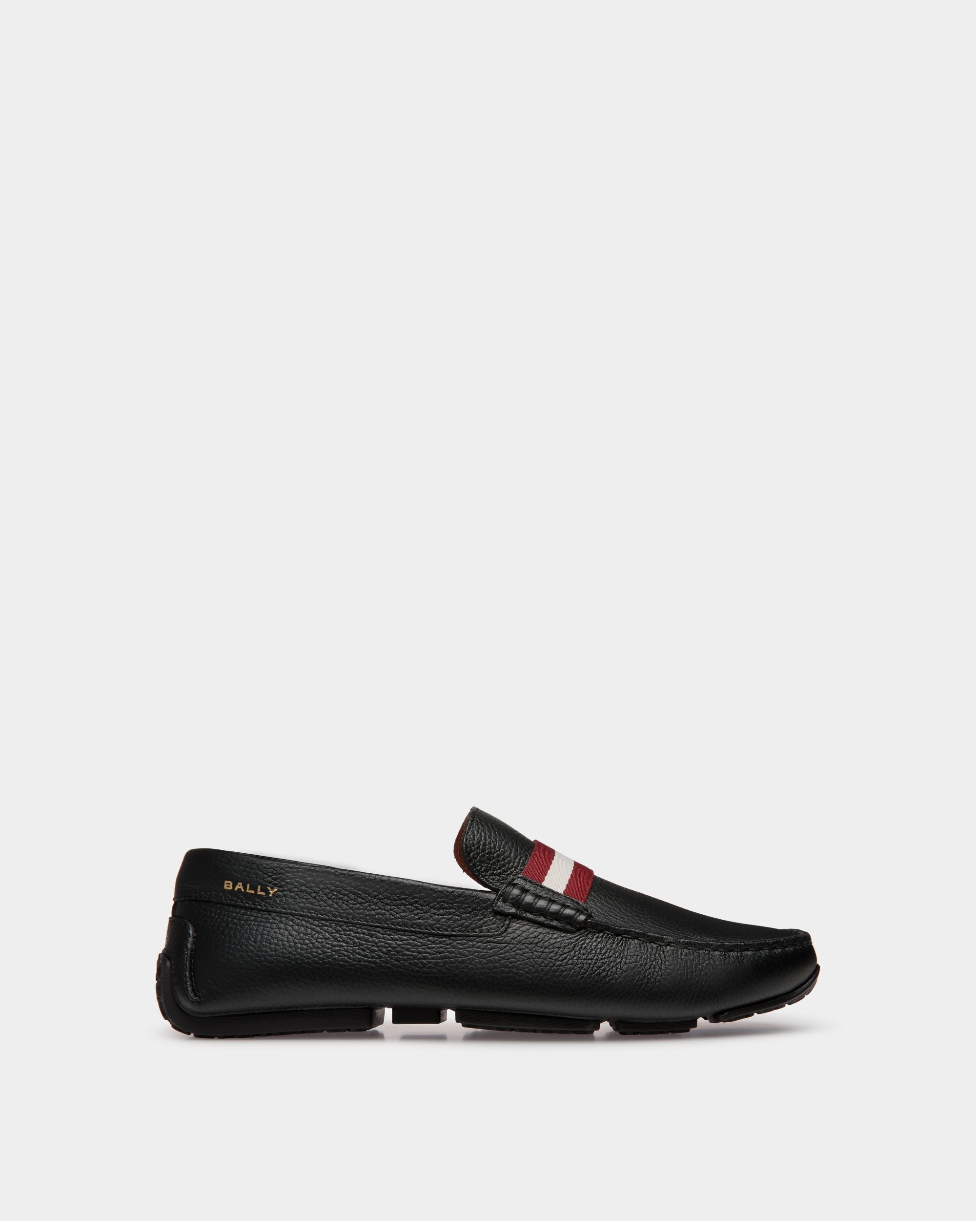 Pilot Driver In Black Grained Leather - Men's - Bally - 01